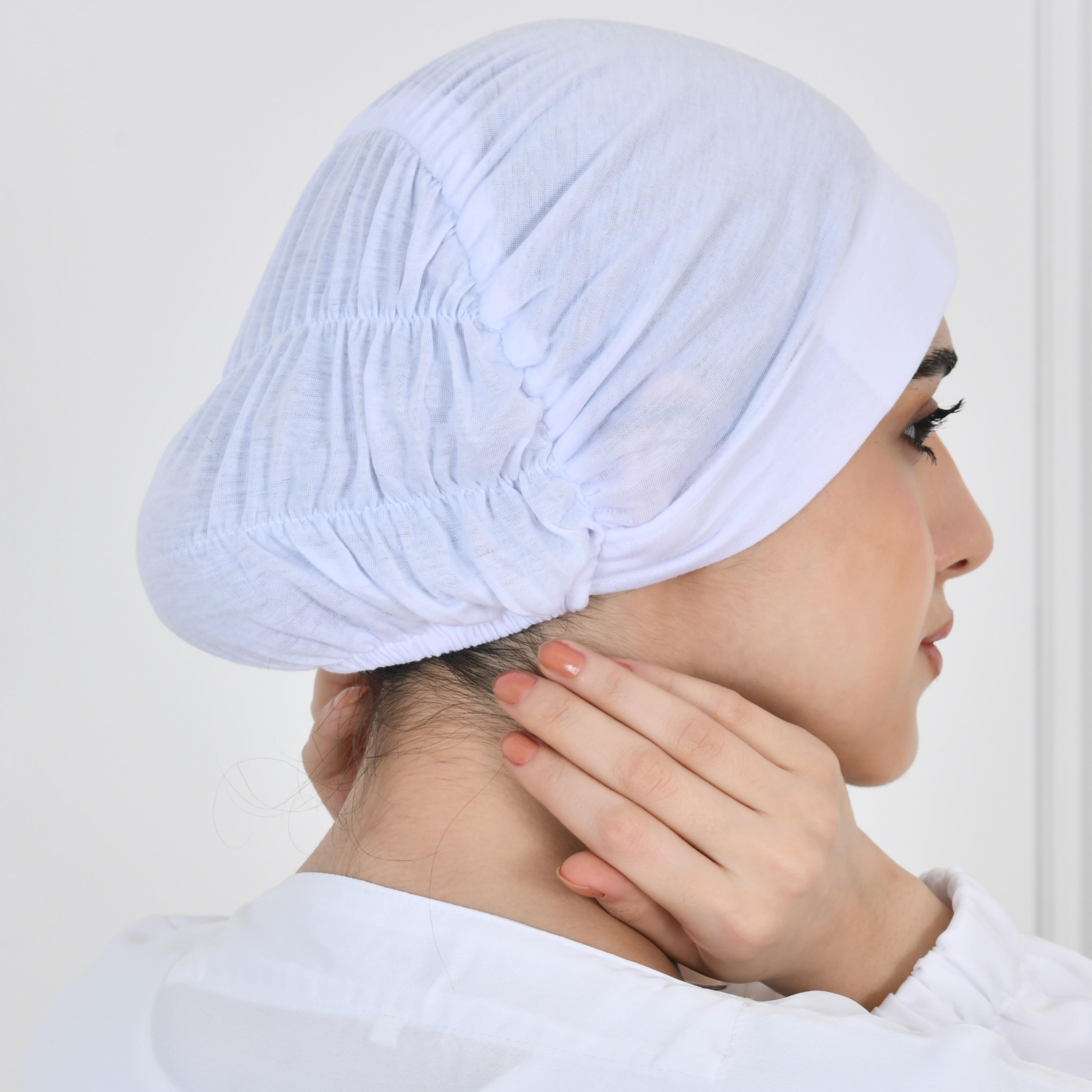 Hawraa White Linen Women's Inner Cap-women-arabicclothing-headscarf-hijab-image-4