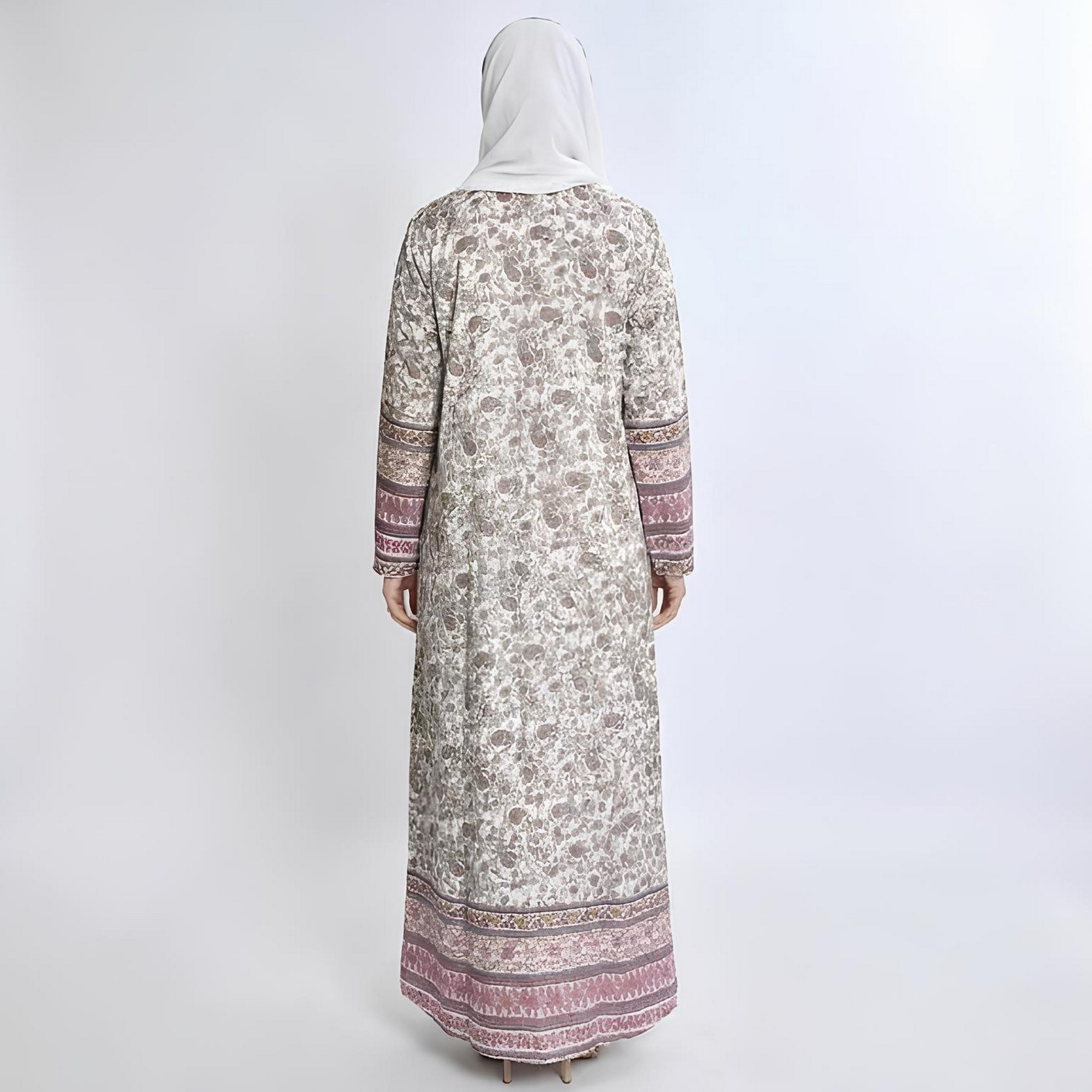 عباية قطن بطبعة "بيزلي" متعددة الألوان مع حجاب نسائية - من أويا عباية-women-arabicclothing-abayas-image-5