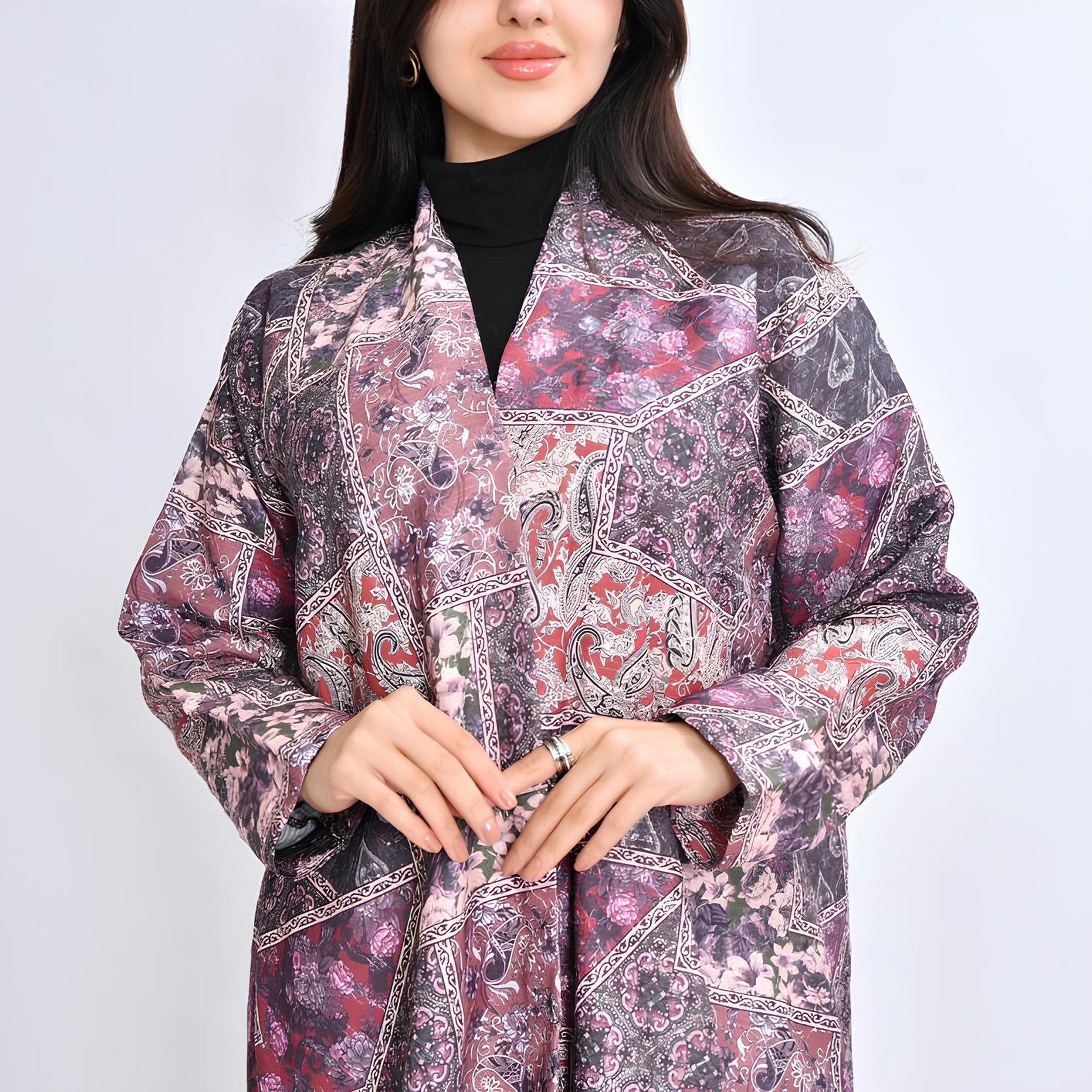 عباية قطن بطبعة "بيزلي" متعددة الألوان مع حجاب نسائية - من أويا عباية-women-arabicclothing-abayas-image-3
