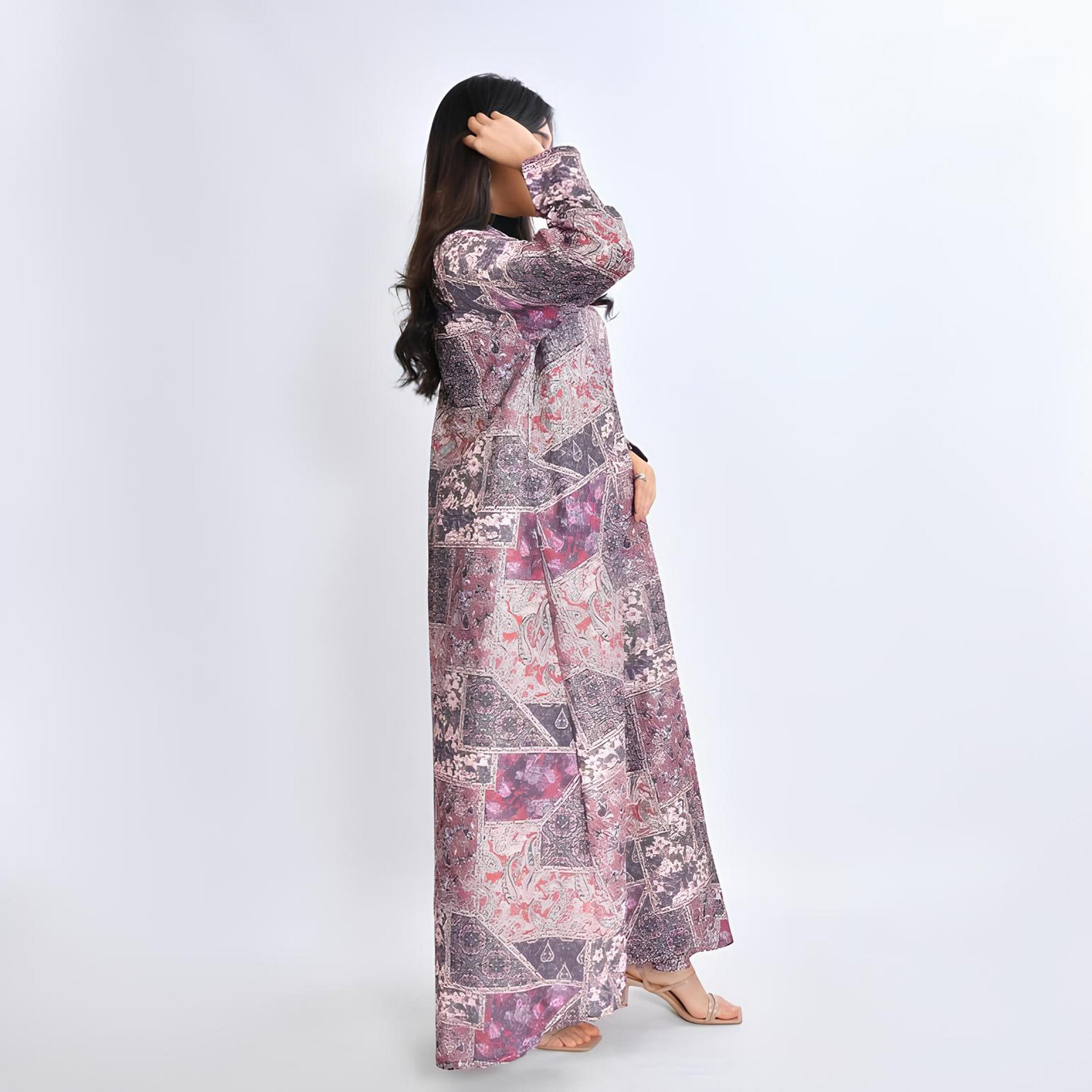 عباية قطن بطبعة "بيزلي" متعددة الألوان مع حجاب نسائية - من أويا عباية-women-arabicclothing-abayas-image-5