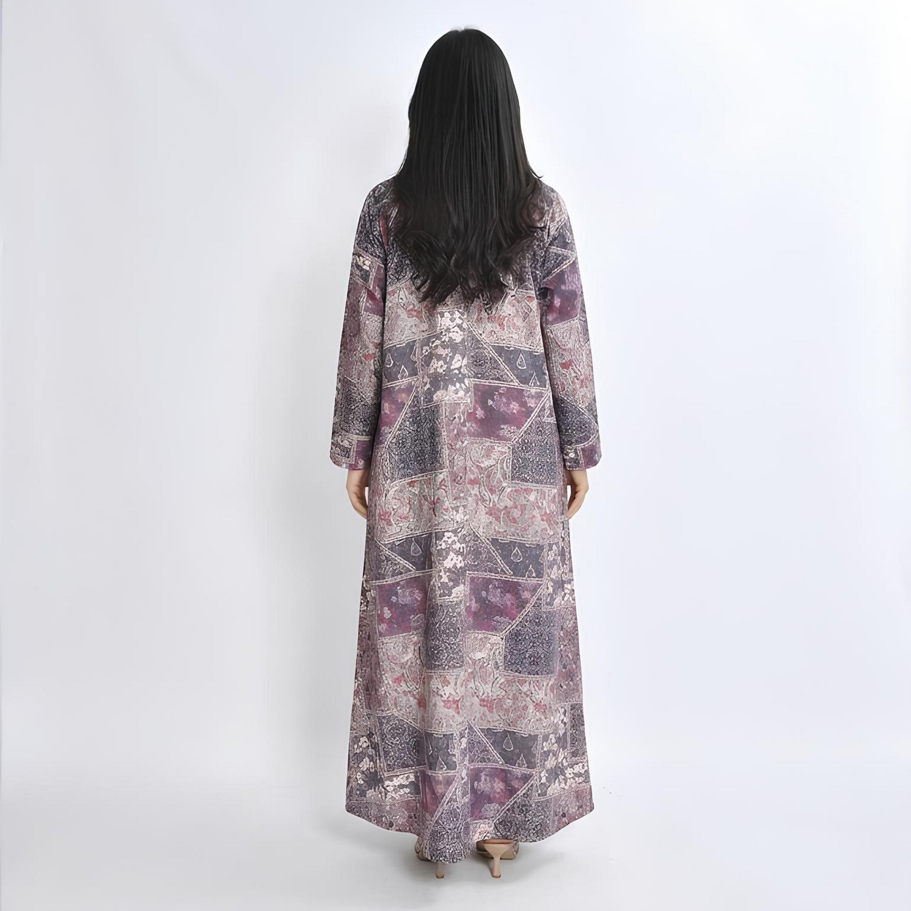 عباية قطن بطبعة "بيزلي" متعددة الألوان مع حجاب نسائية - من أويا عباية-women-arabicclothing-abayas-image-6