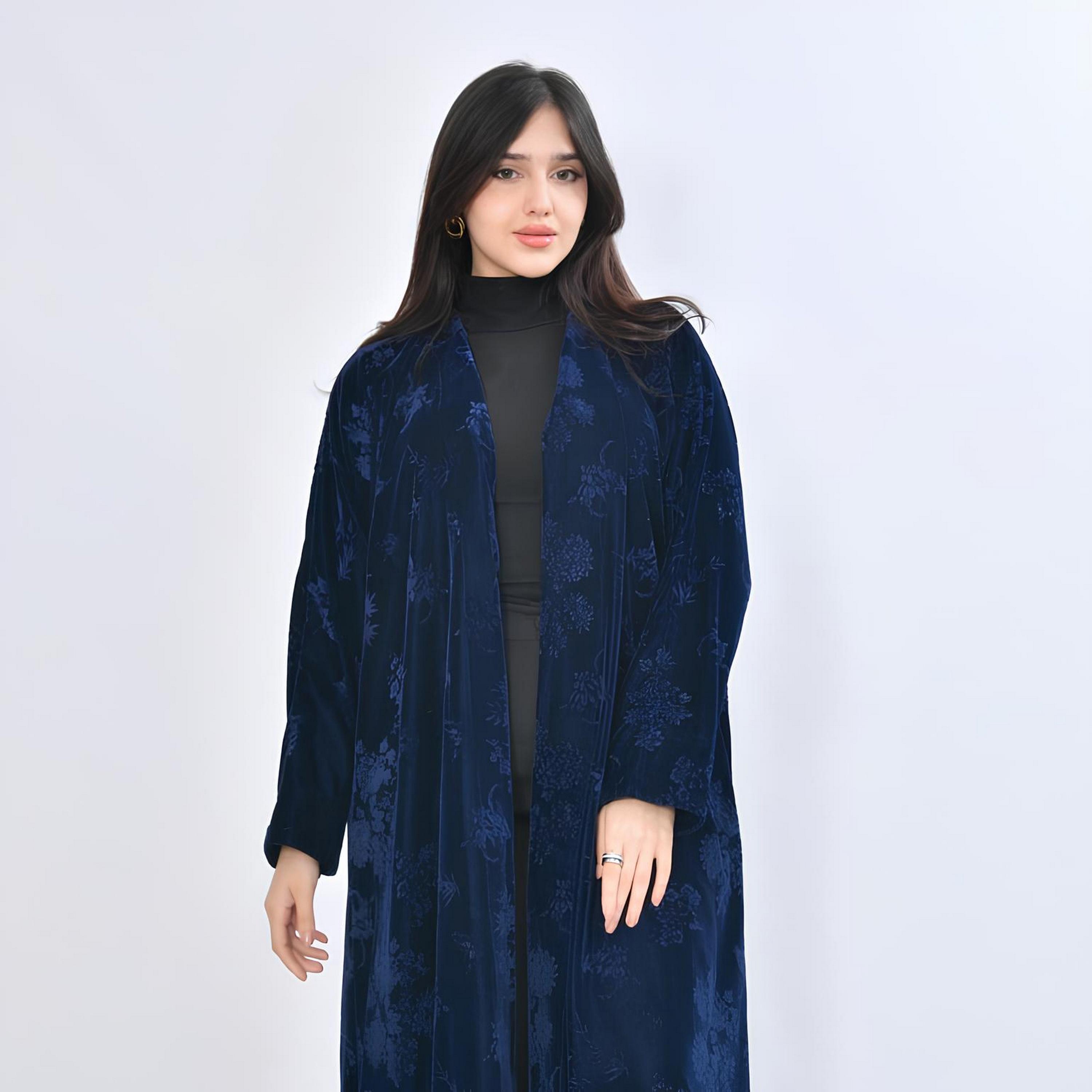 Oya Abaya Jacquard Floral Velvet Women's Evening Feminine Cut Abaya-women-arabicclothing-abayas-image-2