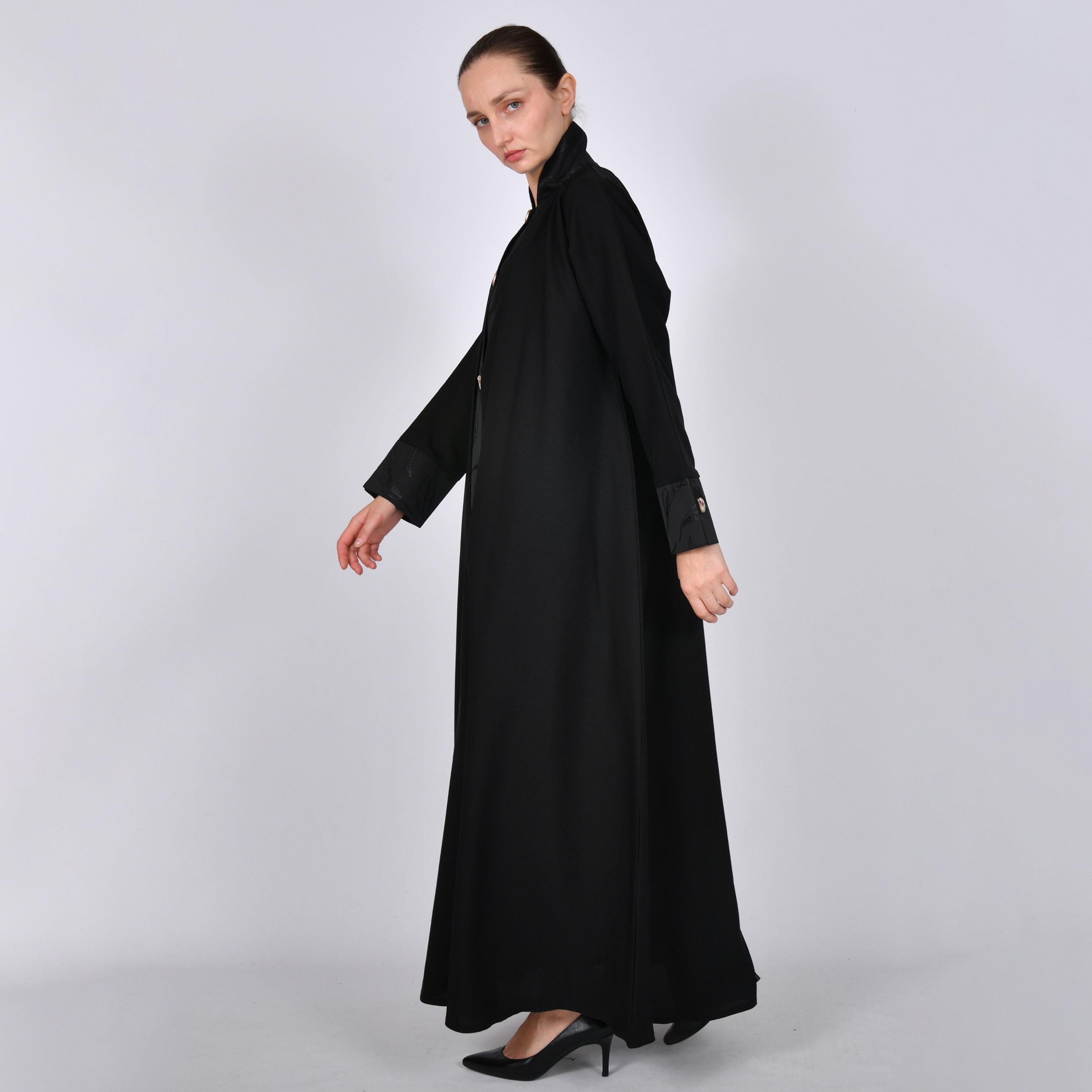 Oya Abaya Black Embroidered Linen Women's Abaya-women-arabicclothing-abayas-image-4
