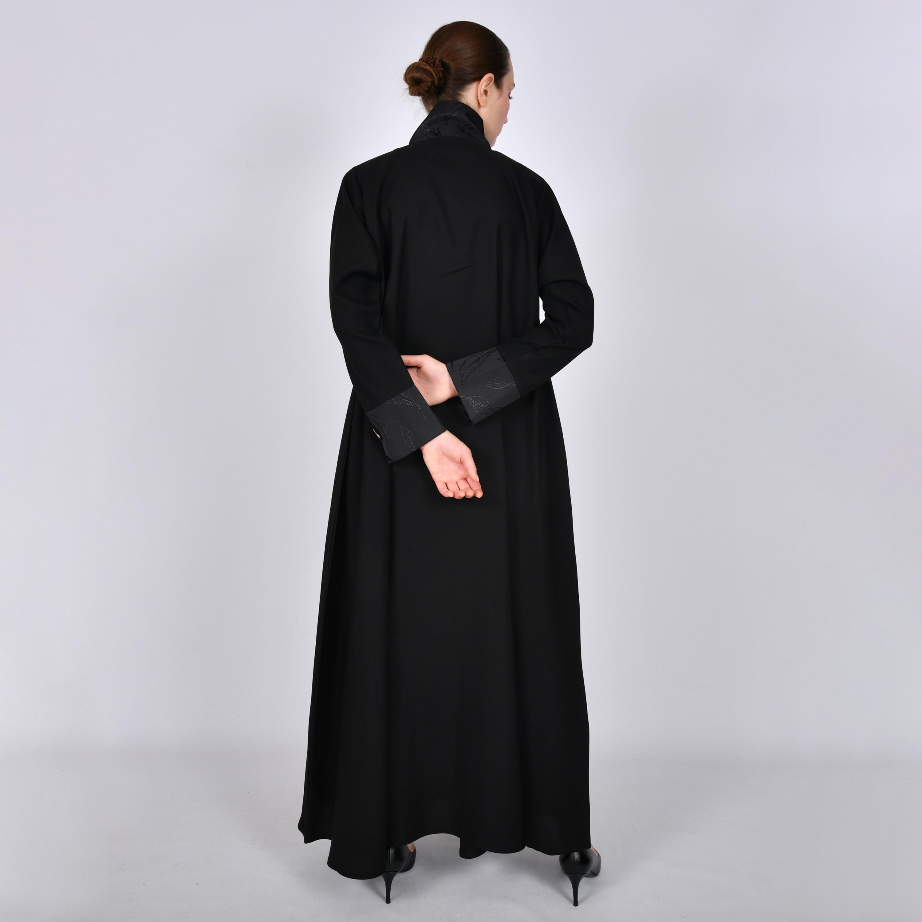 Oya Abaya Black Embroidered Linen Women's Abaya-women-arabicclothing-abayas-image-5