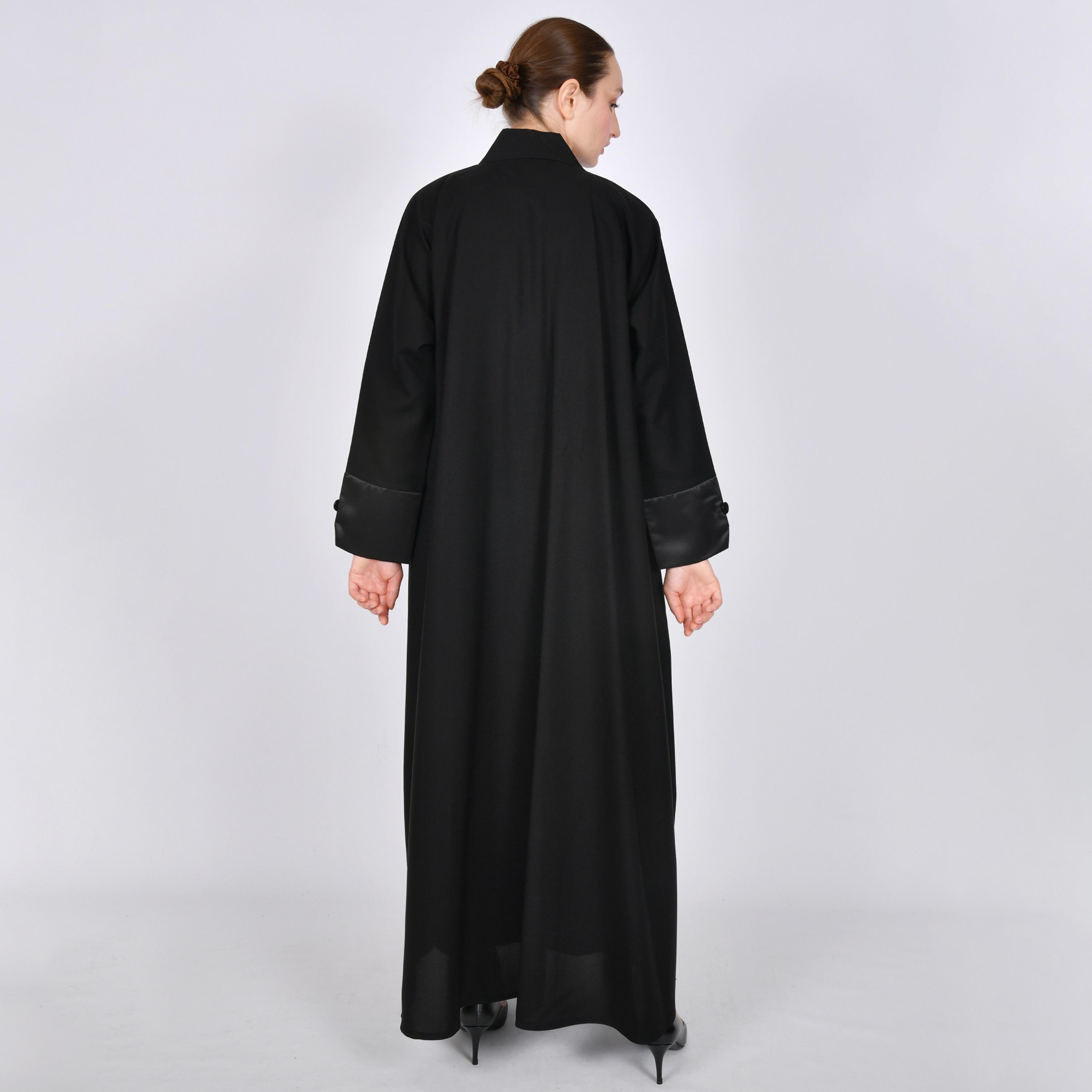 Oya Abaya Black Lapel Collar Linen Women's Formal Blazer Style Abaya-women-arabicclothing-abayas-image-4