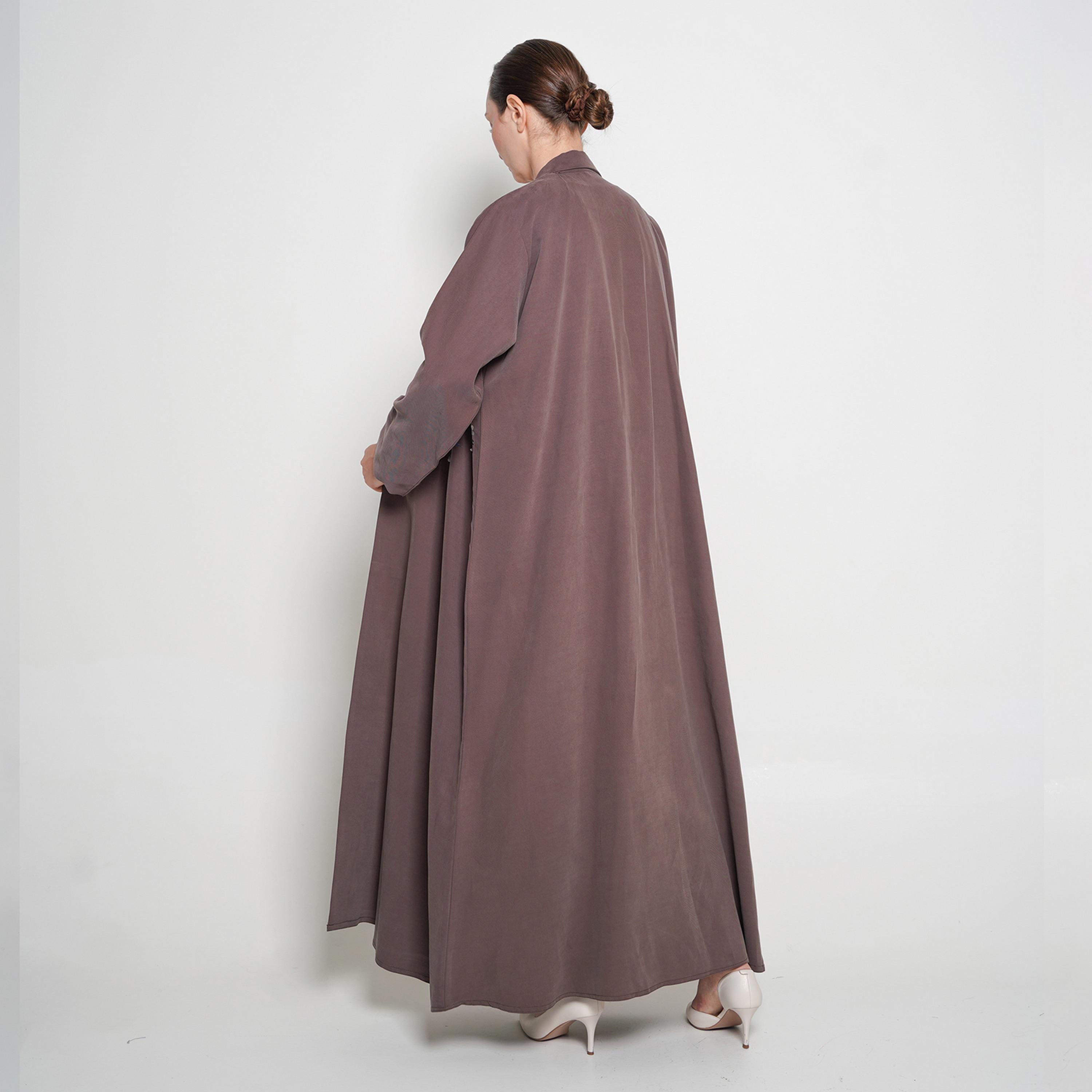 Oya Abaya Floral Embroidered Lapel Collar Linen Women's Formal Coat Style Abaya-women-arabicclothing-abayas-image-4