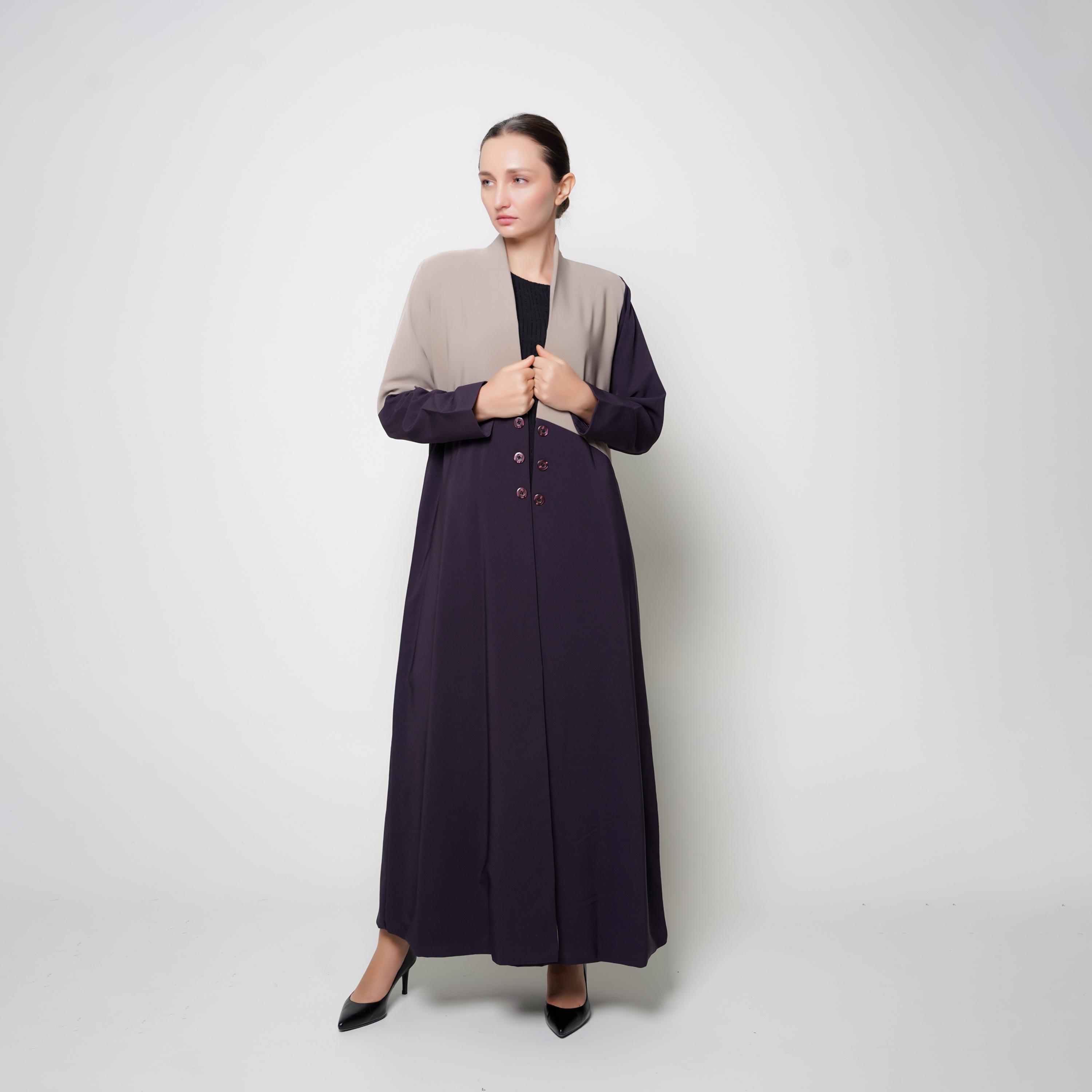 Oya Abaya Colour-Blocked Women's Formal Quarter-Circle Cut Formal Abaya-women-arabicclothing-abayas-image-1