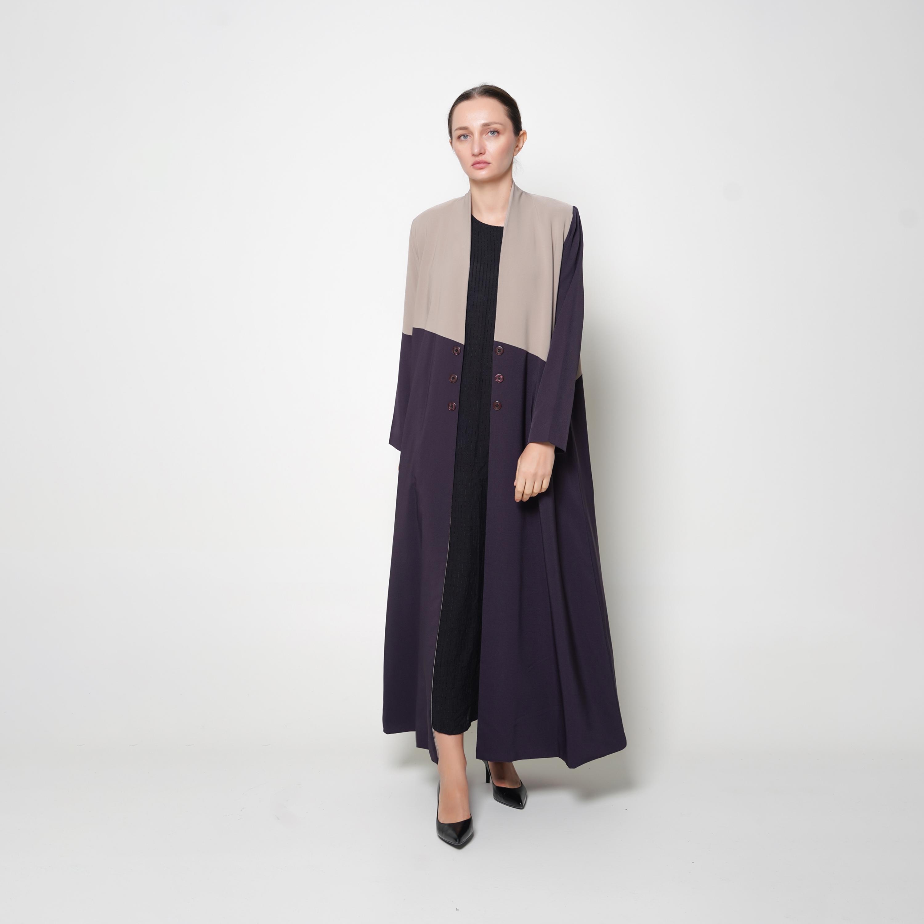 Oya Abaya Colour-Blocked Women's Formal Quarter-Circle Cut Formal Abaya-women-arabicclothing-abayas-image-3
