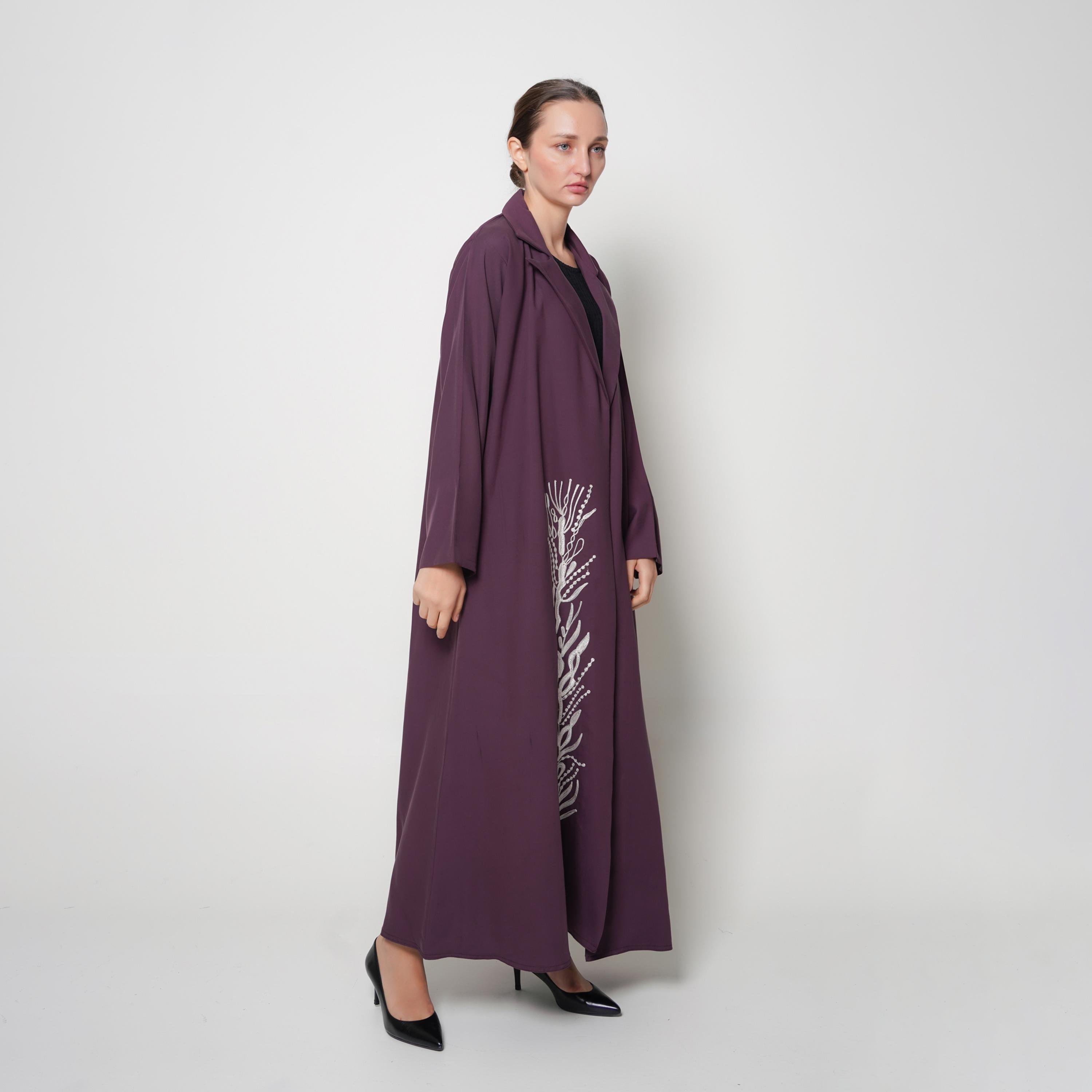 Oya Abaya Embroidered Lapel Collar Women's Formal Quarter-Circle Cut Blazer Style Formal Abaya-women-arabicclothing-abayas-image-4