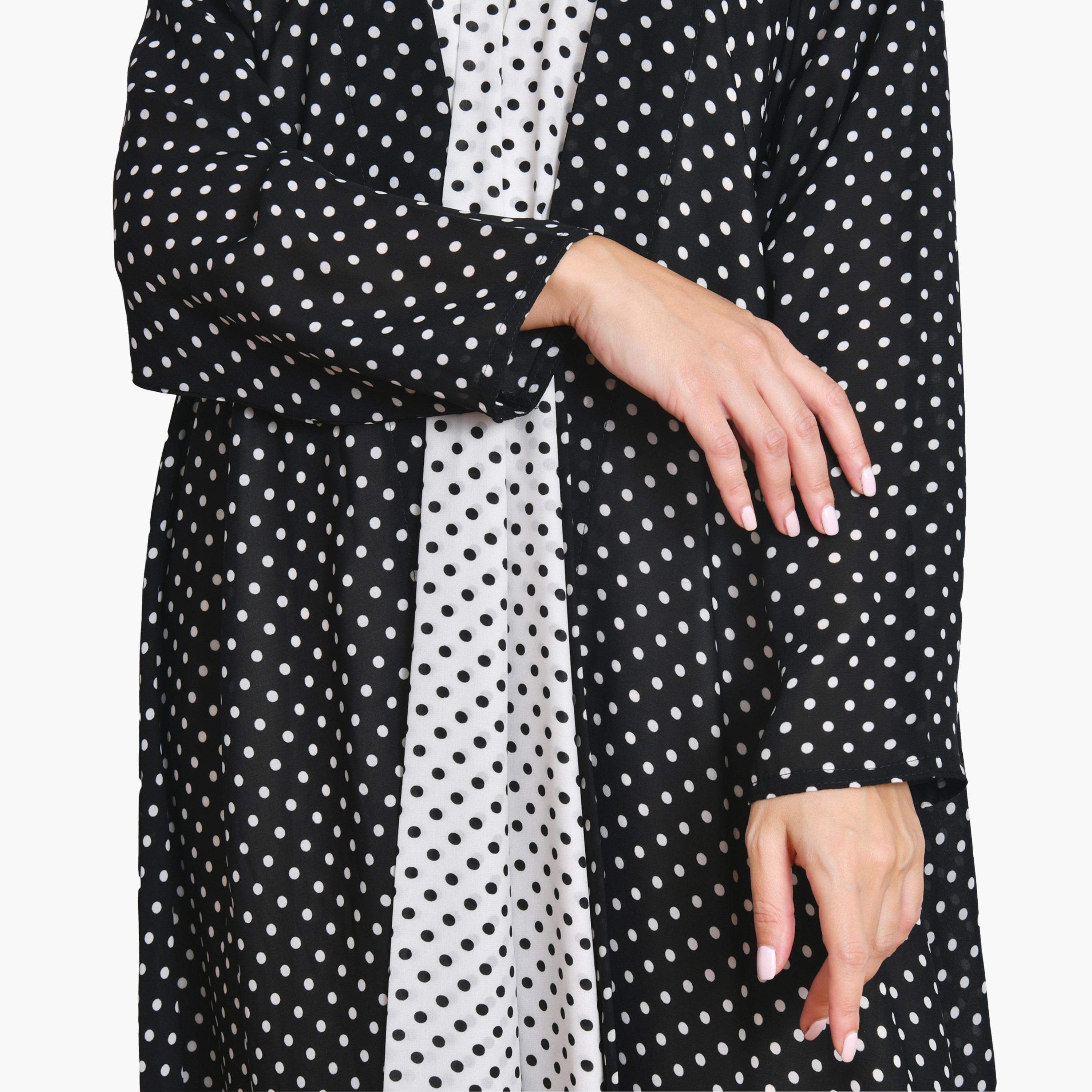 Oya Abaya Black Polka Dot Chiffon Women's Abaya with Hijab-women-arabicclothing-abayas-image-4