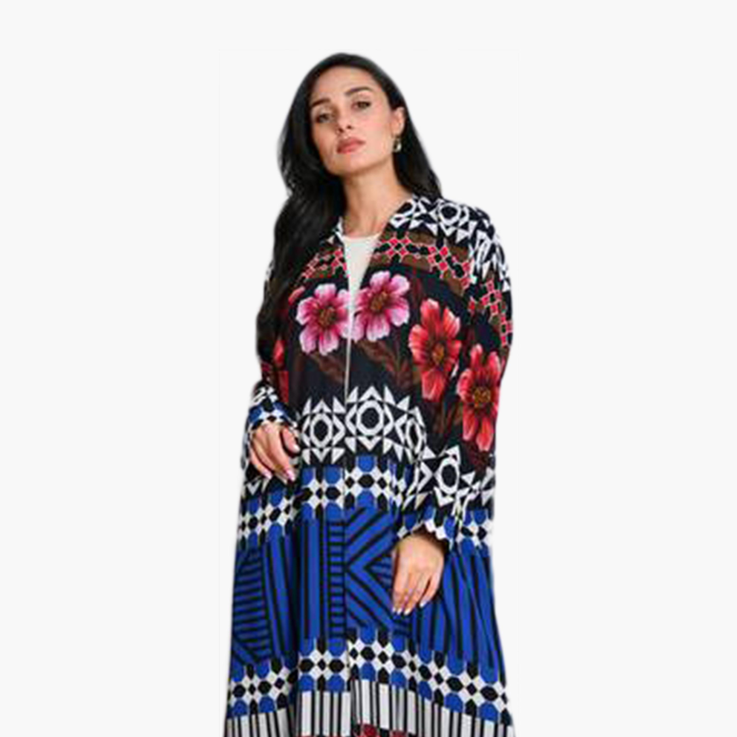 عباية نسائية من الشيفون بطبعة زهور مع حجاب من أويا عباية-women-arabicclothing-abayas-image-2