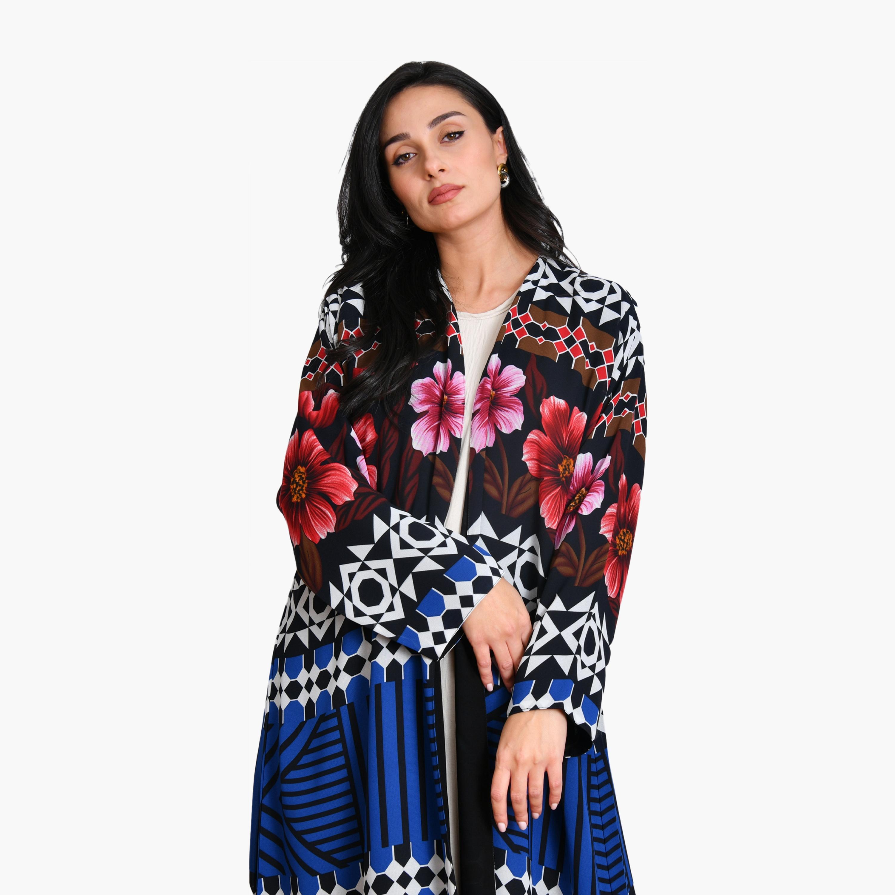 عباية نسائية من الشيفون بطبعة زهور مع حجاب من أويا عباية-women-arabicclothing-abayas-image-3