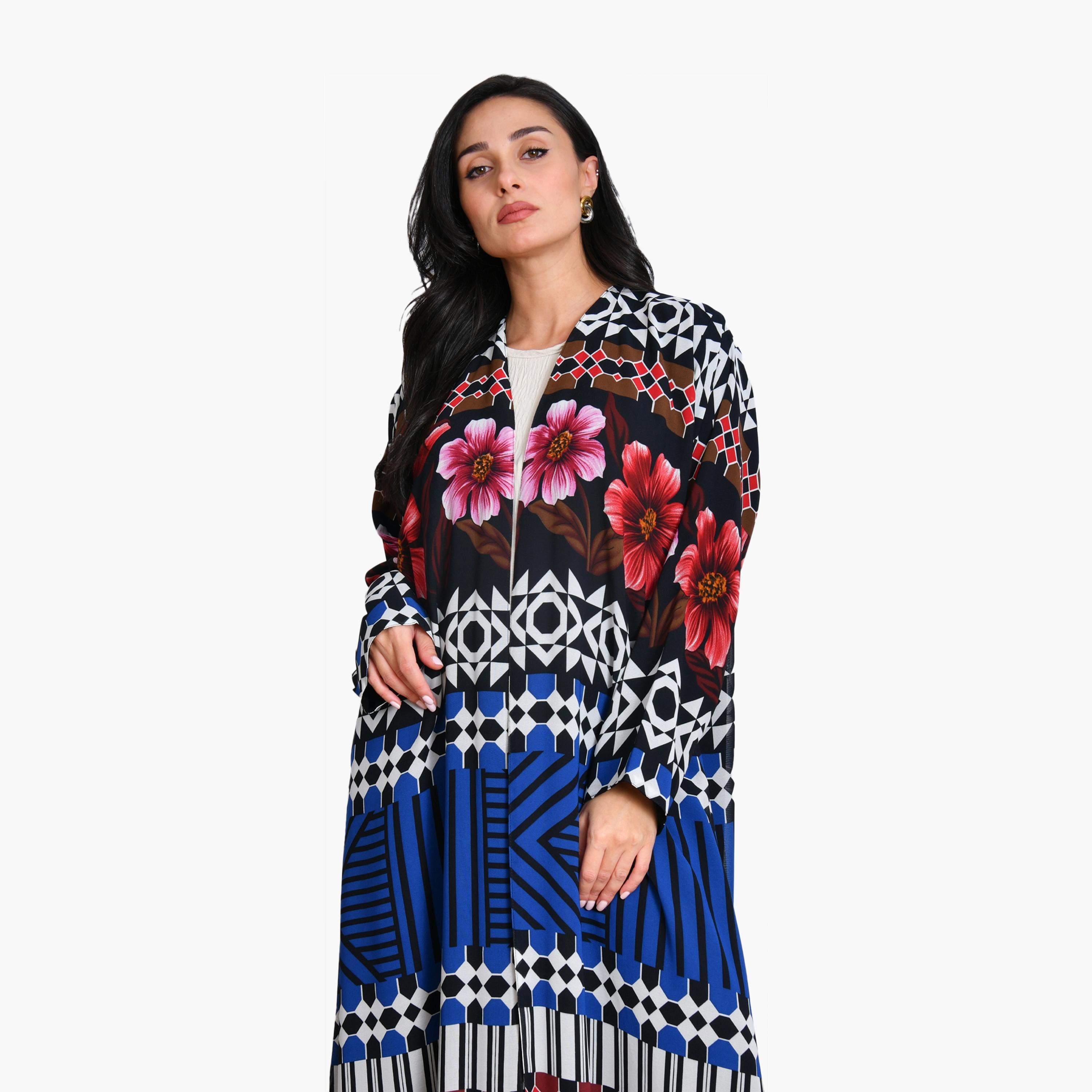 عباية نسائية من الشيفون بطبعة زهور مع حجاب من أويا عباية-women-arabicclothing-abayas-image-4