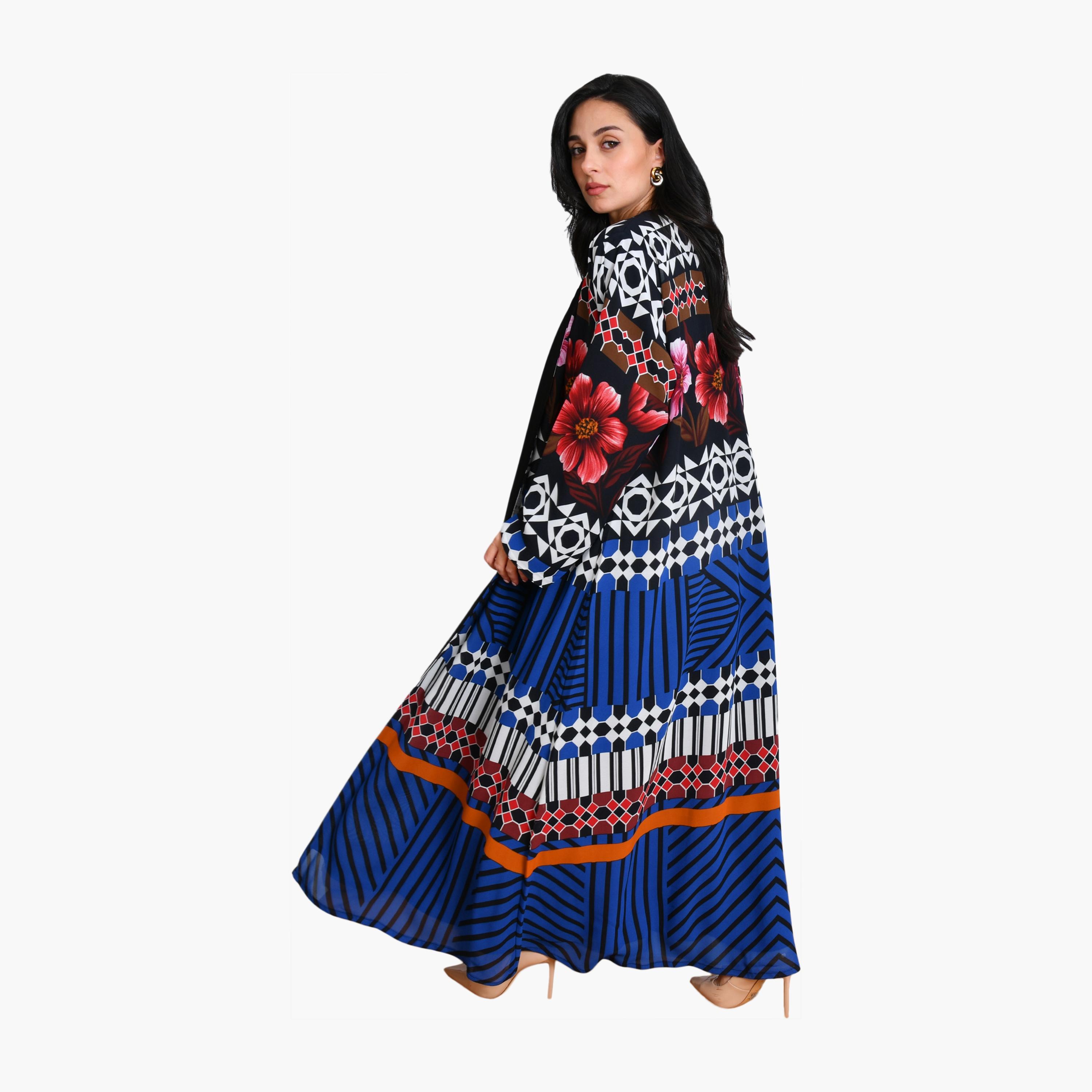 عباية نسائية من الشيفون بطبعة زهور مع حجاب من أويا عباية-women-arabicclothing-abayas-image-5