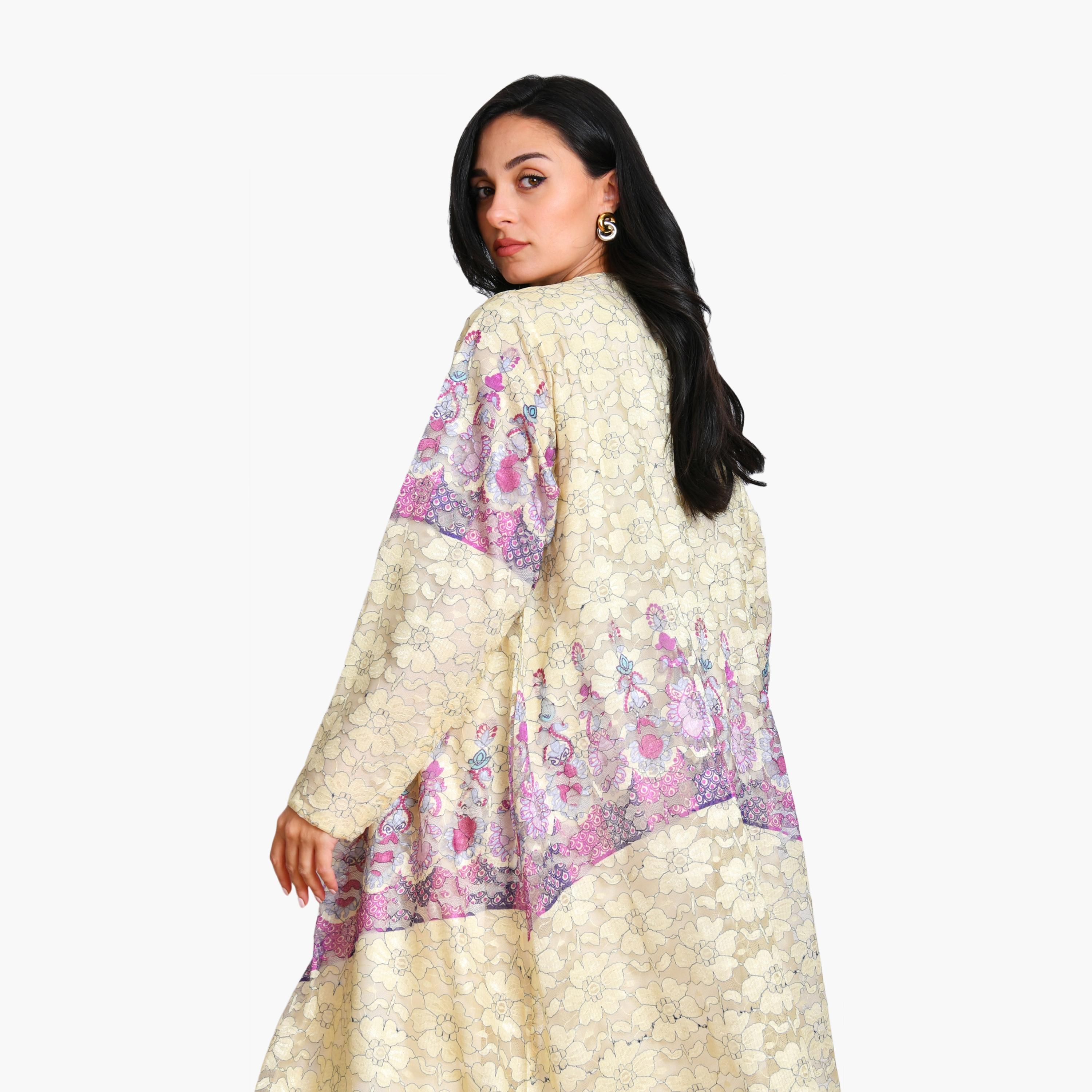 عباية نسائية سهرة مزينة بالدانتيل والكتان مع حجاب من أويا عباية-women-arabicclothing-abayas-image-4