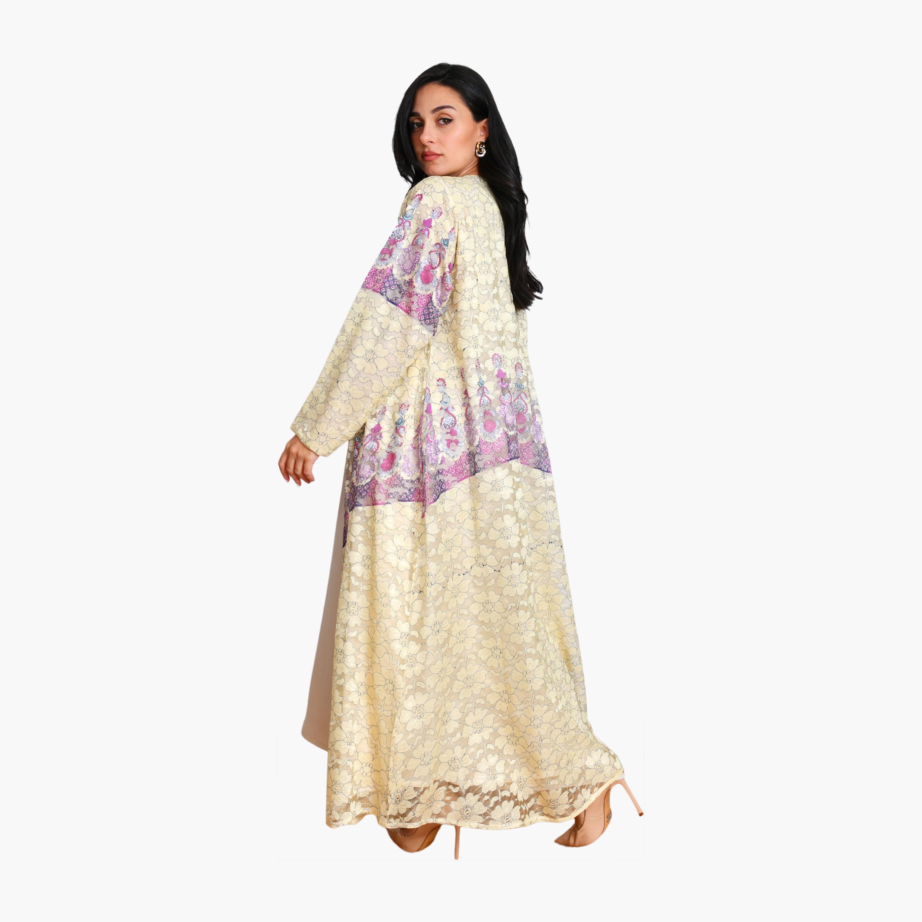عباية نسائية سهرة مزينة بالدانتيل والكتان مع حجاب من أويا عباية-women-arabicclothing-abayas-image-5