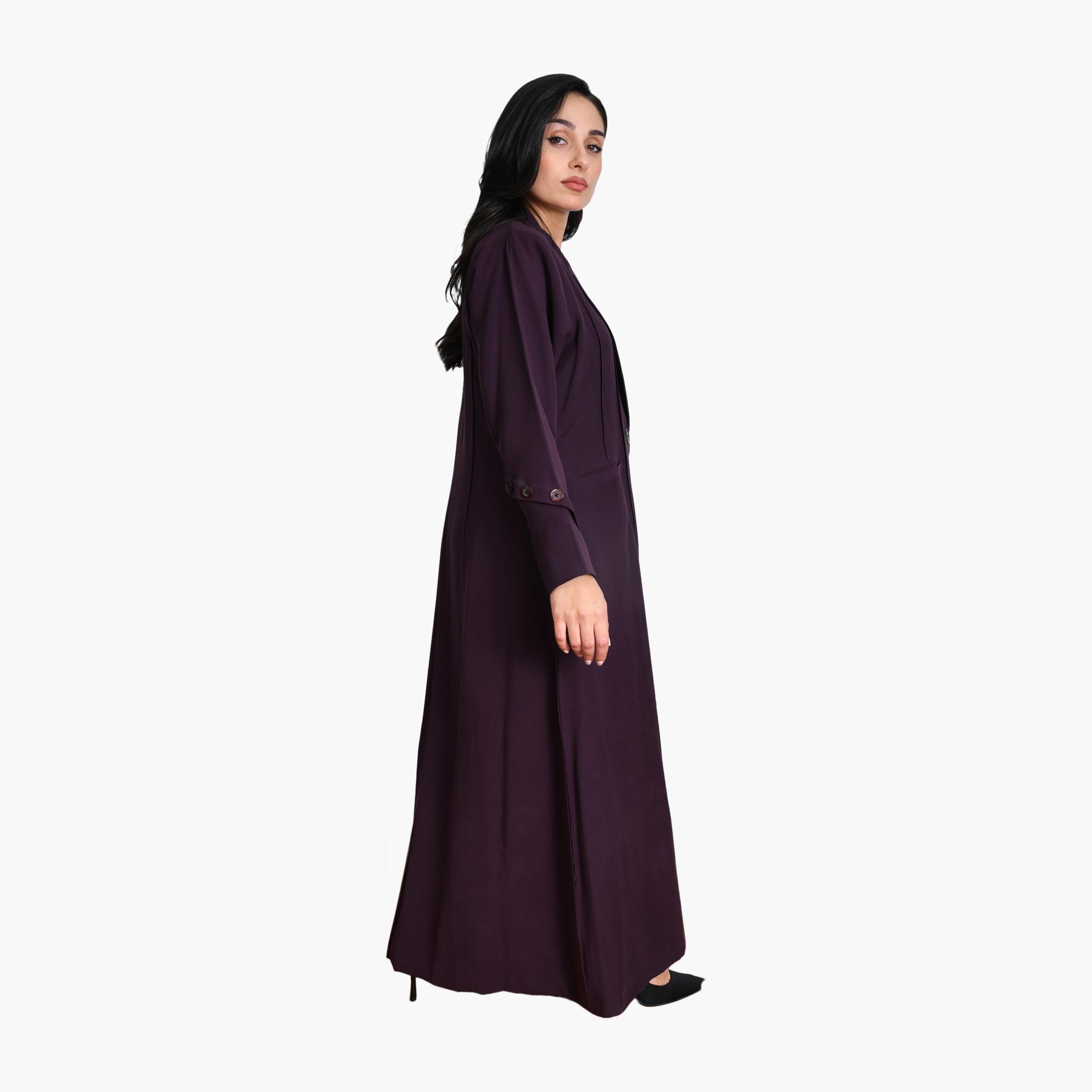 Oya Abaya Purple Lapel Collar Linen Women's Formal Coat Style Abaya-women-arabicclothing-abayas-image-5