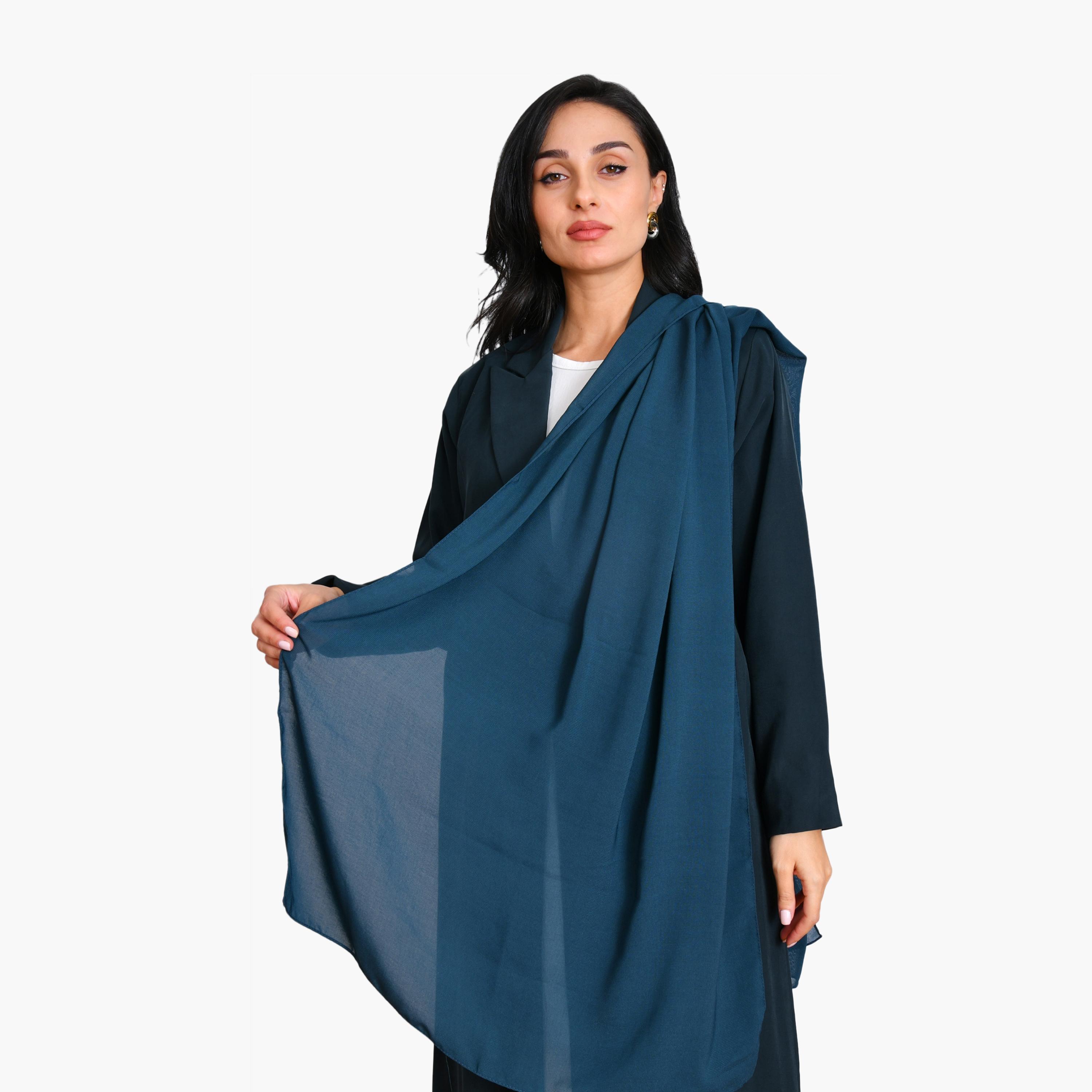 عباية نسائية رسمية من الكتان بياقة صدر السترة مع حجاب من أويا عباية-women-arabicclothing-abayas-image-3