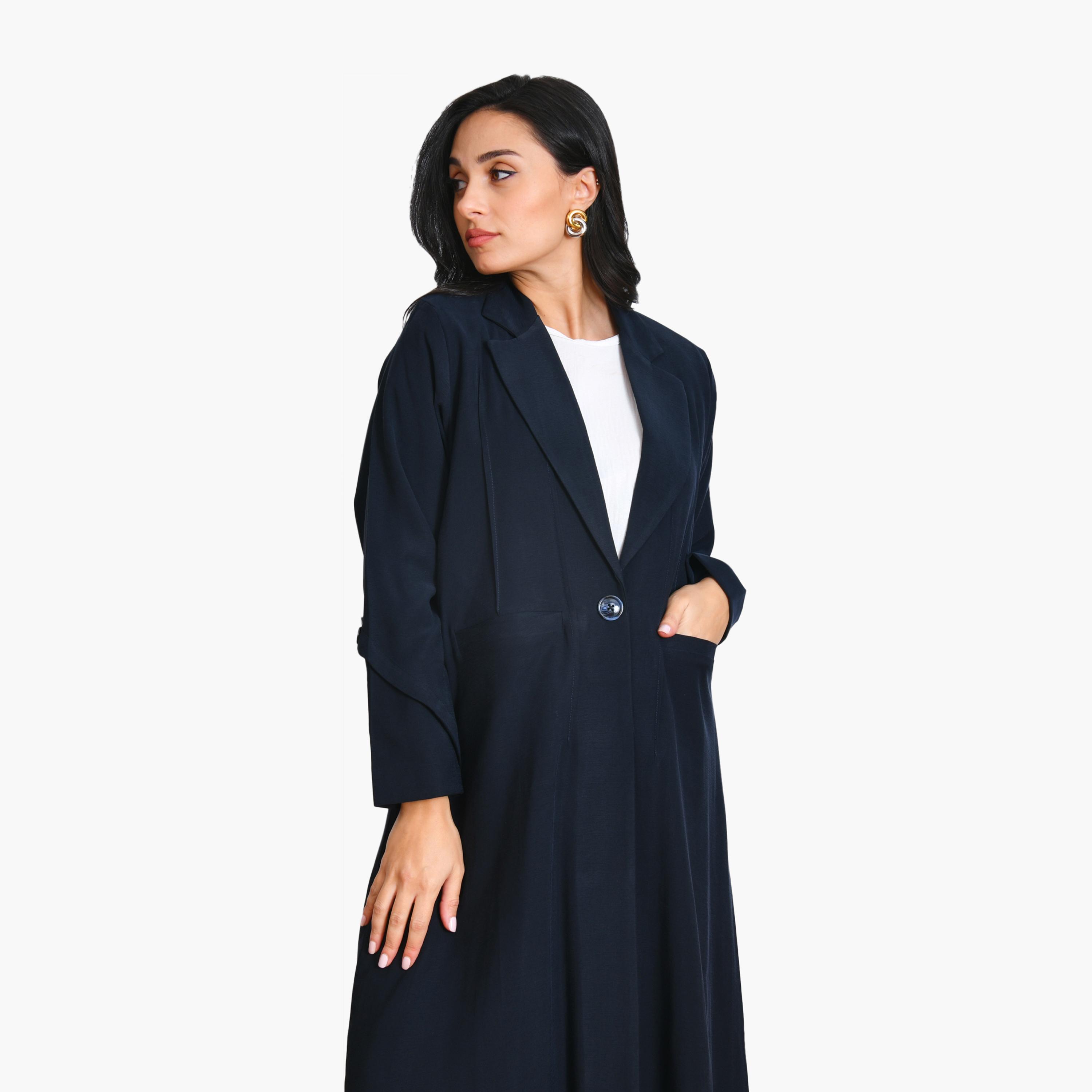 Oya Abaya Lapel Collar Linen Women's Formal Coat Style Abaya-women-arabicclothing-abayas-image-2