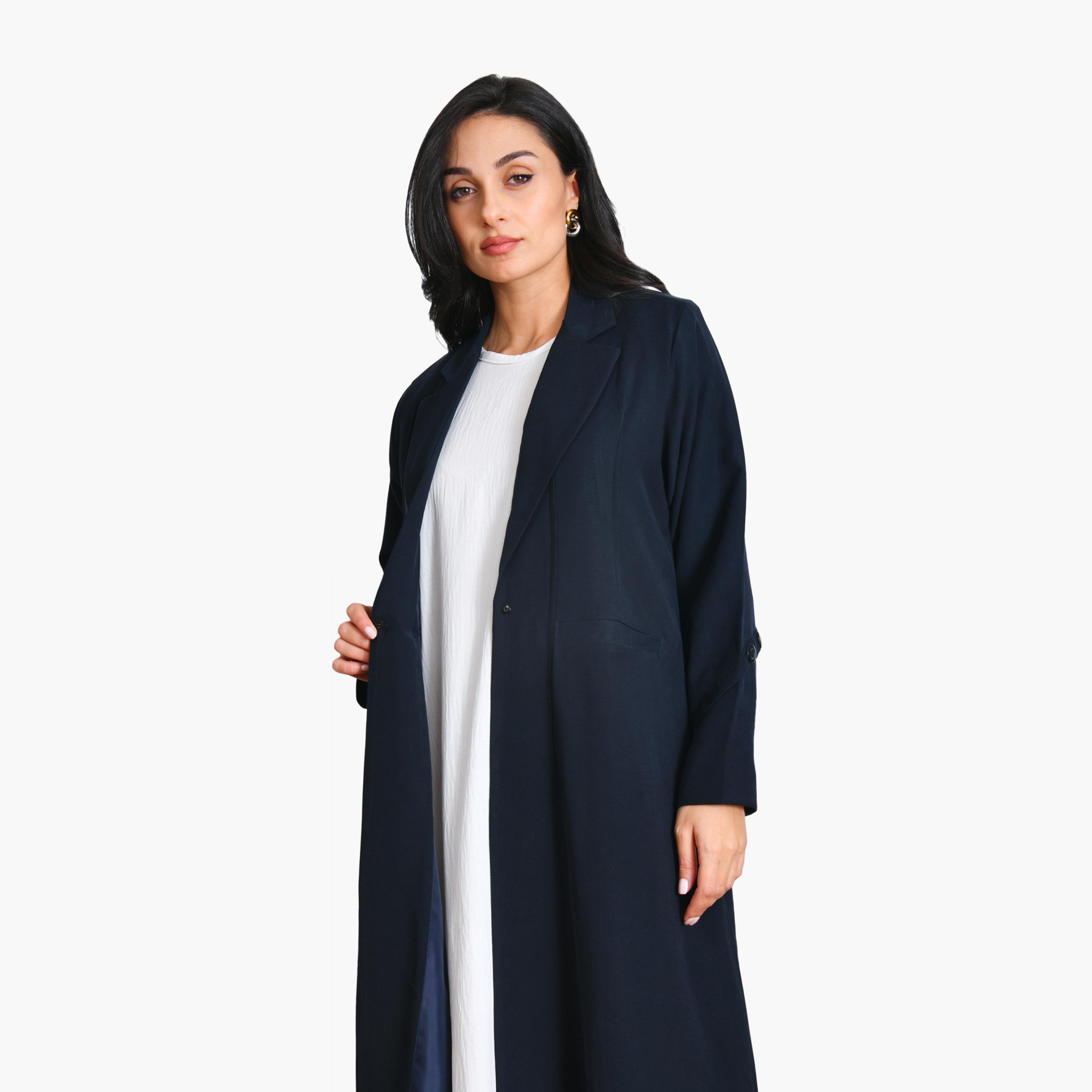 Oya Abaya Lapel Collar Linen Women's Formal Coat Style Abaya-women-arabicclothing-abayas-image-3