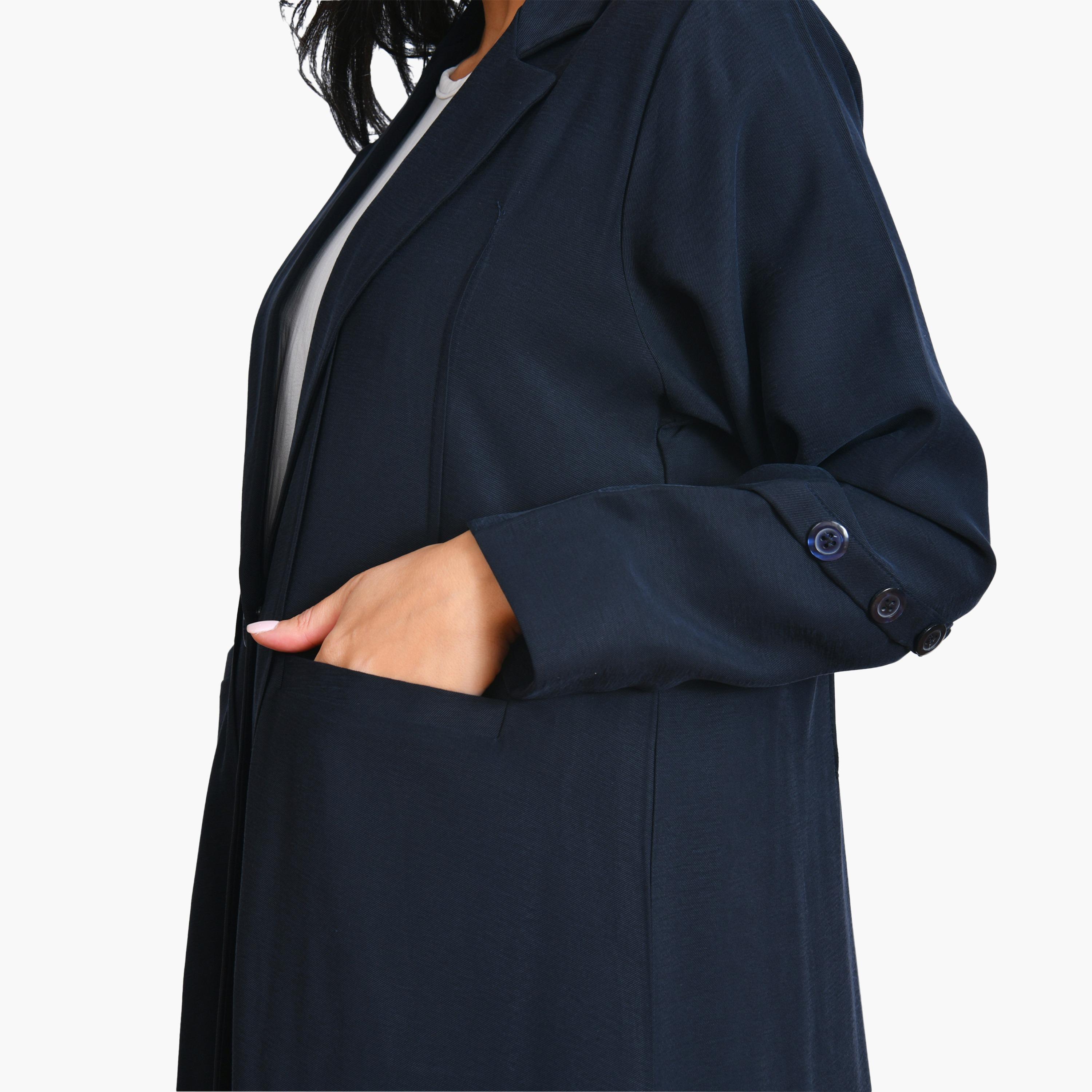 Oya Abaya Lapel Collar Linen Women's Formal Coat Style Abaya-women-arabicclothing-abayas-image-4