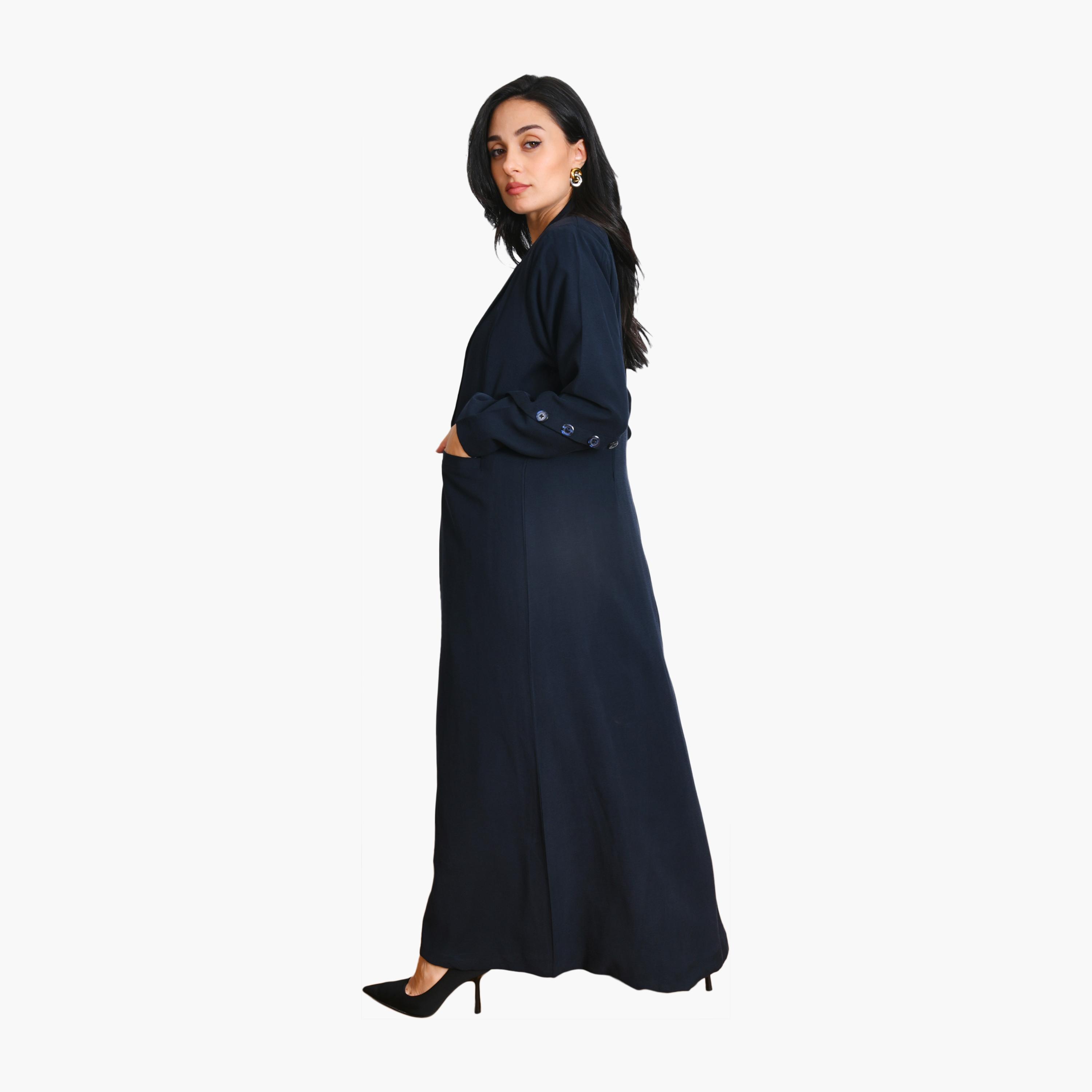 Oya Abaya Lapel Collar Linen Women's Formal Coat Style Abaya-women-arabicclothing-abayas-image-5
