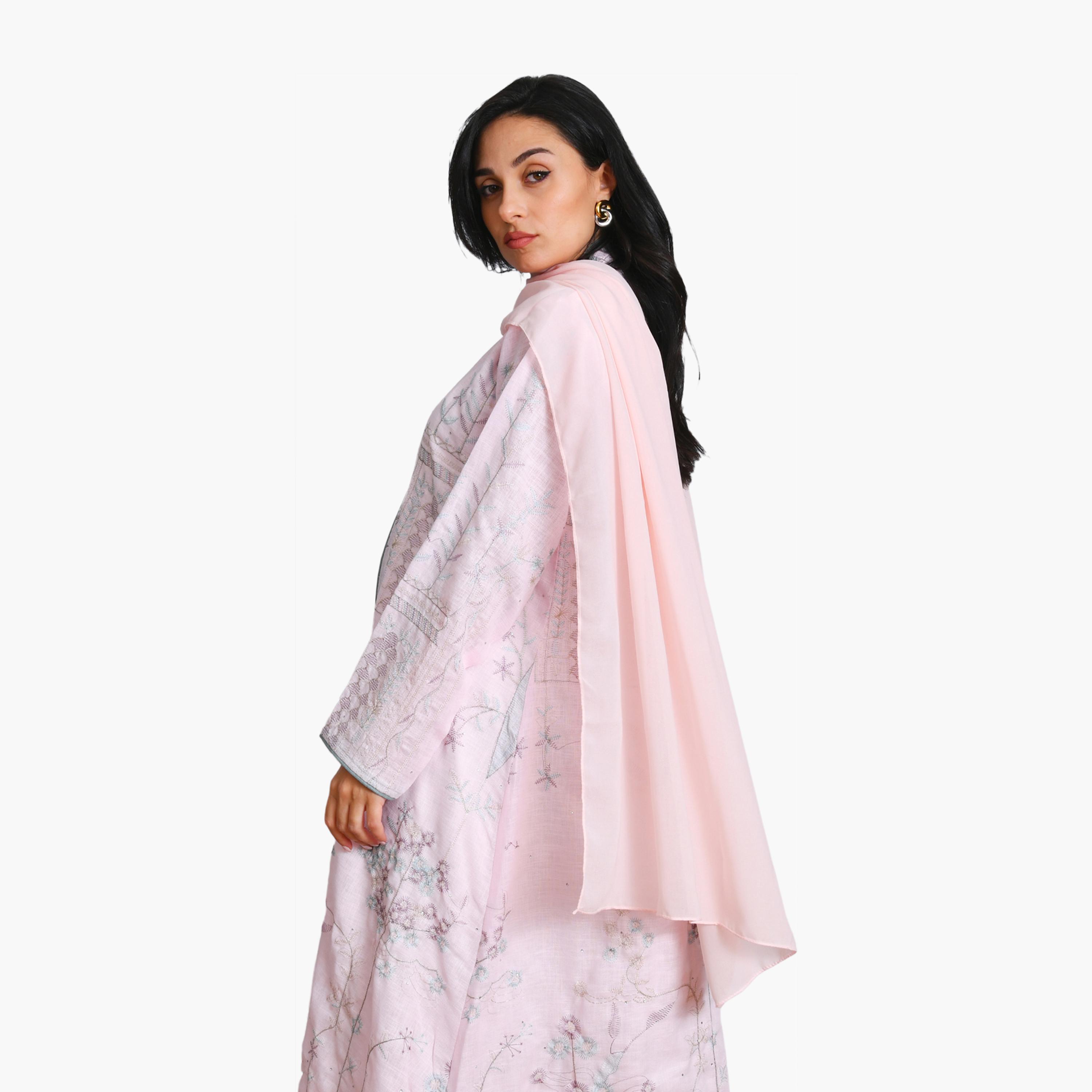عباية نسائية من الكتان مطرزة بالورود مع حجاب من أويا عباية-women-arabicclothing-abayas-image-3