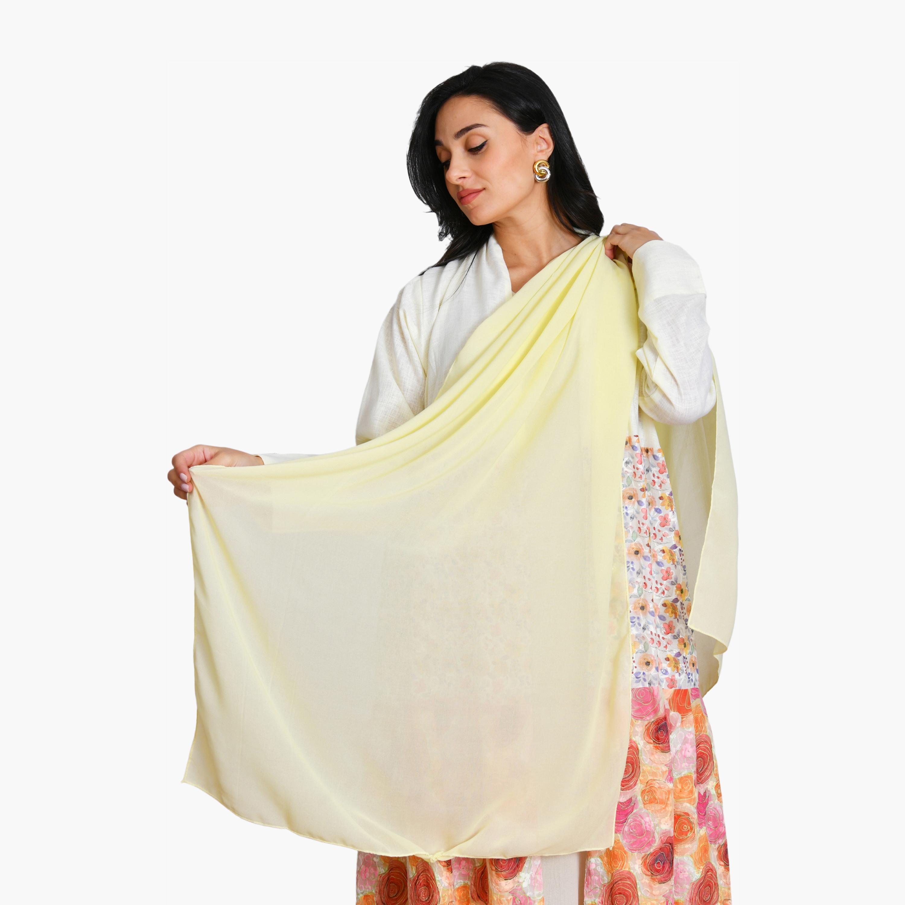 Oya Abaya Multicolour Floral Printed Linen Women's Half-Cloche Abaya with Hijab-women-arabicclothing-abayas-image-2