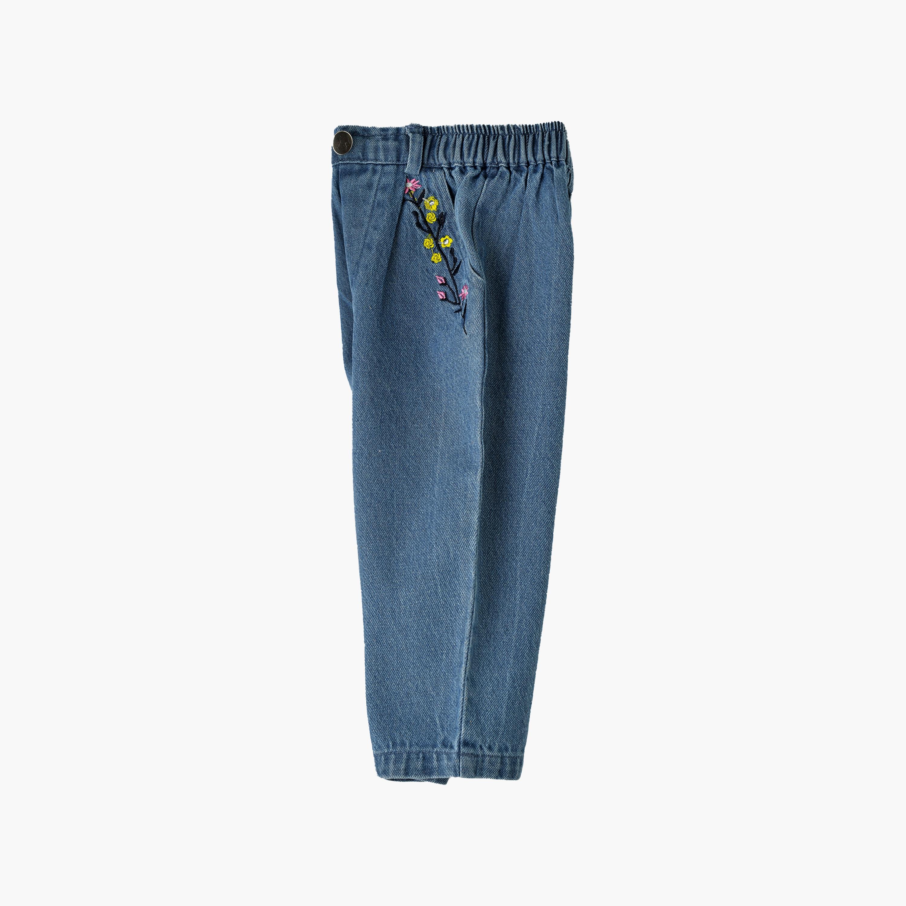 UniqKidz Embroidered Elasticated Jeans-baby-girls-clothing-bottoms-jeans-image-3