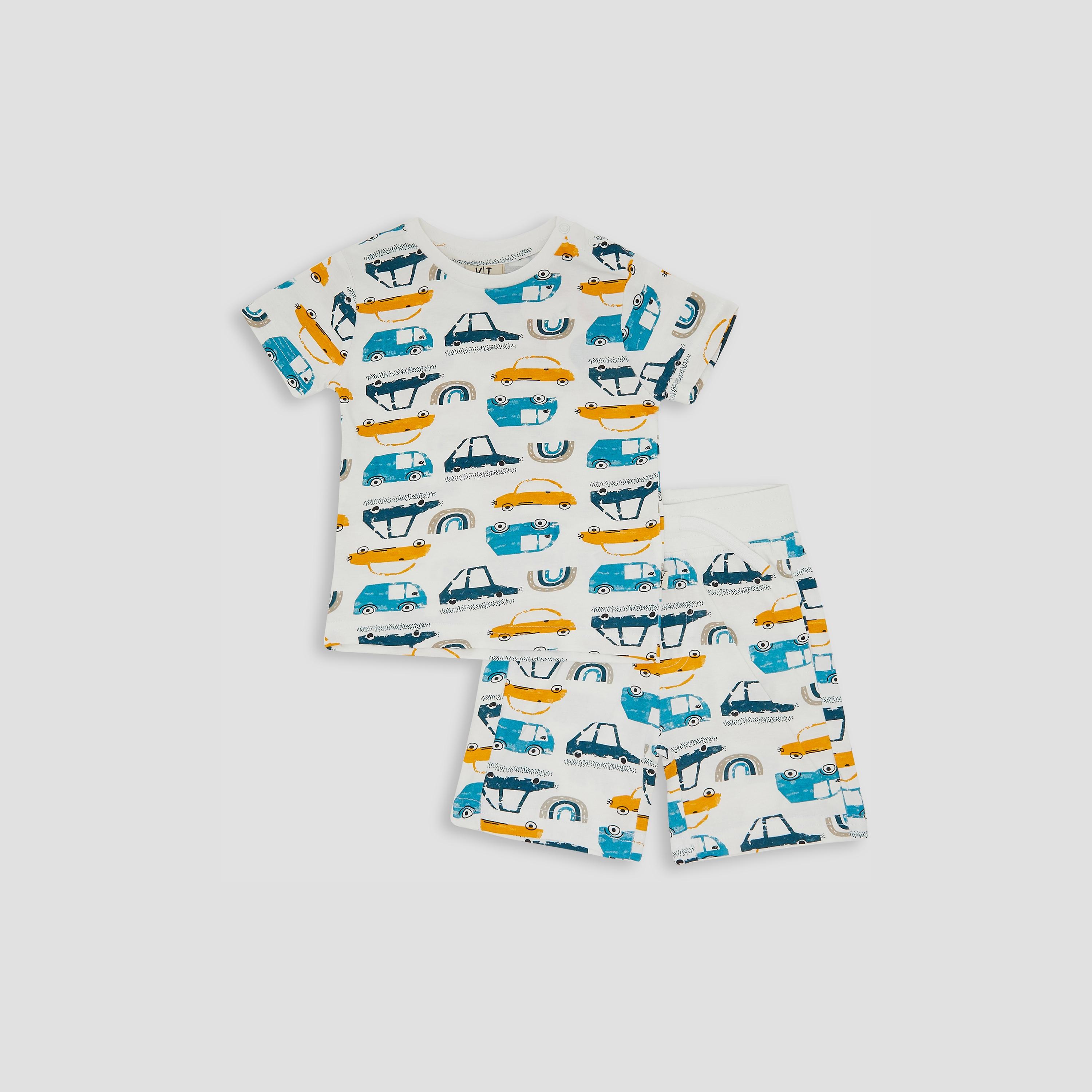 تي شيرت بأكمام قصيرة مطبوع مع شورت من فيكتور اند جين-baby-boys-clothing-setsandcoords-image-1