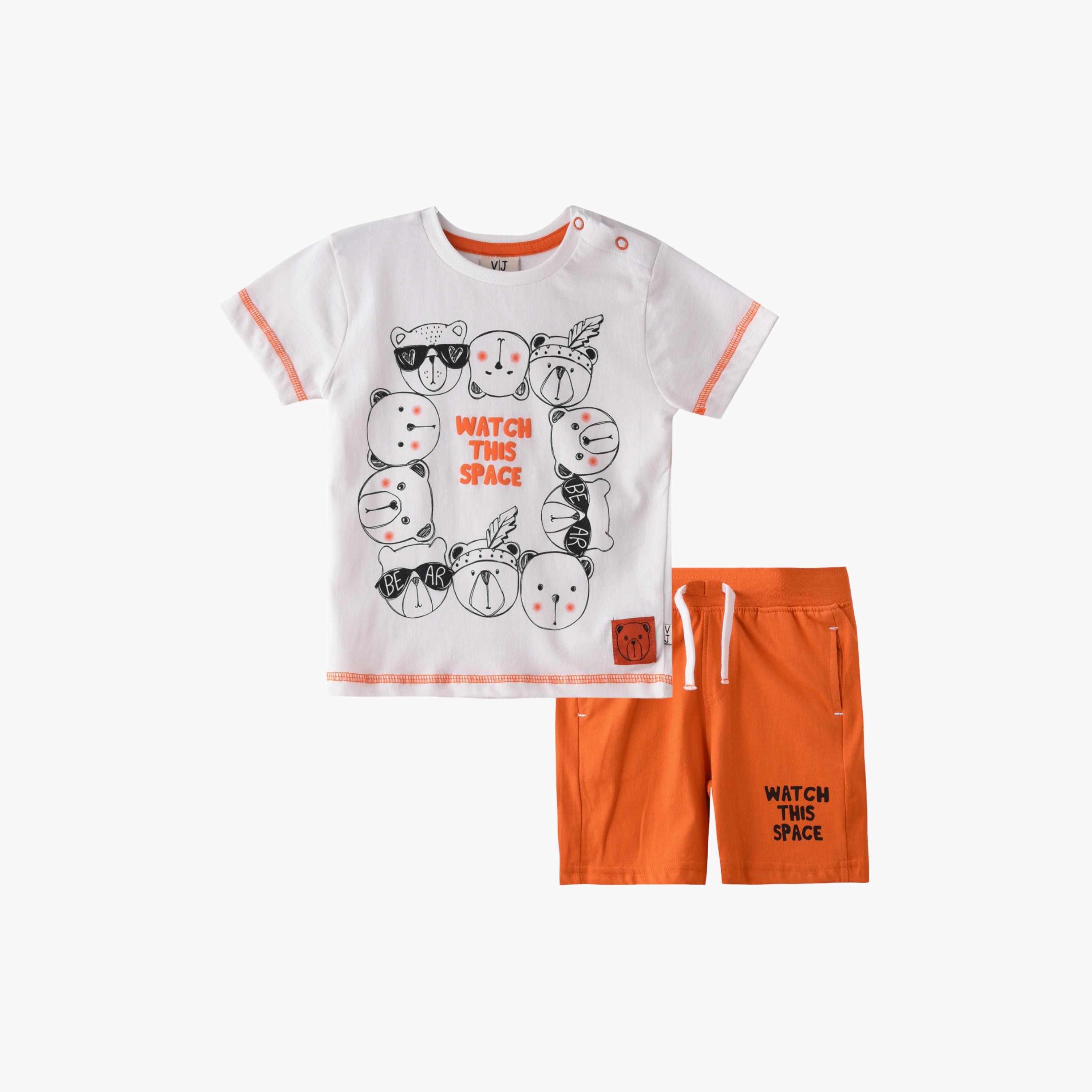 Victor and Jane Watch This Space Printed Short Sleeves T-Shirt & Shorts Set-baby-boys-clothing-setsandcoords-image-1