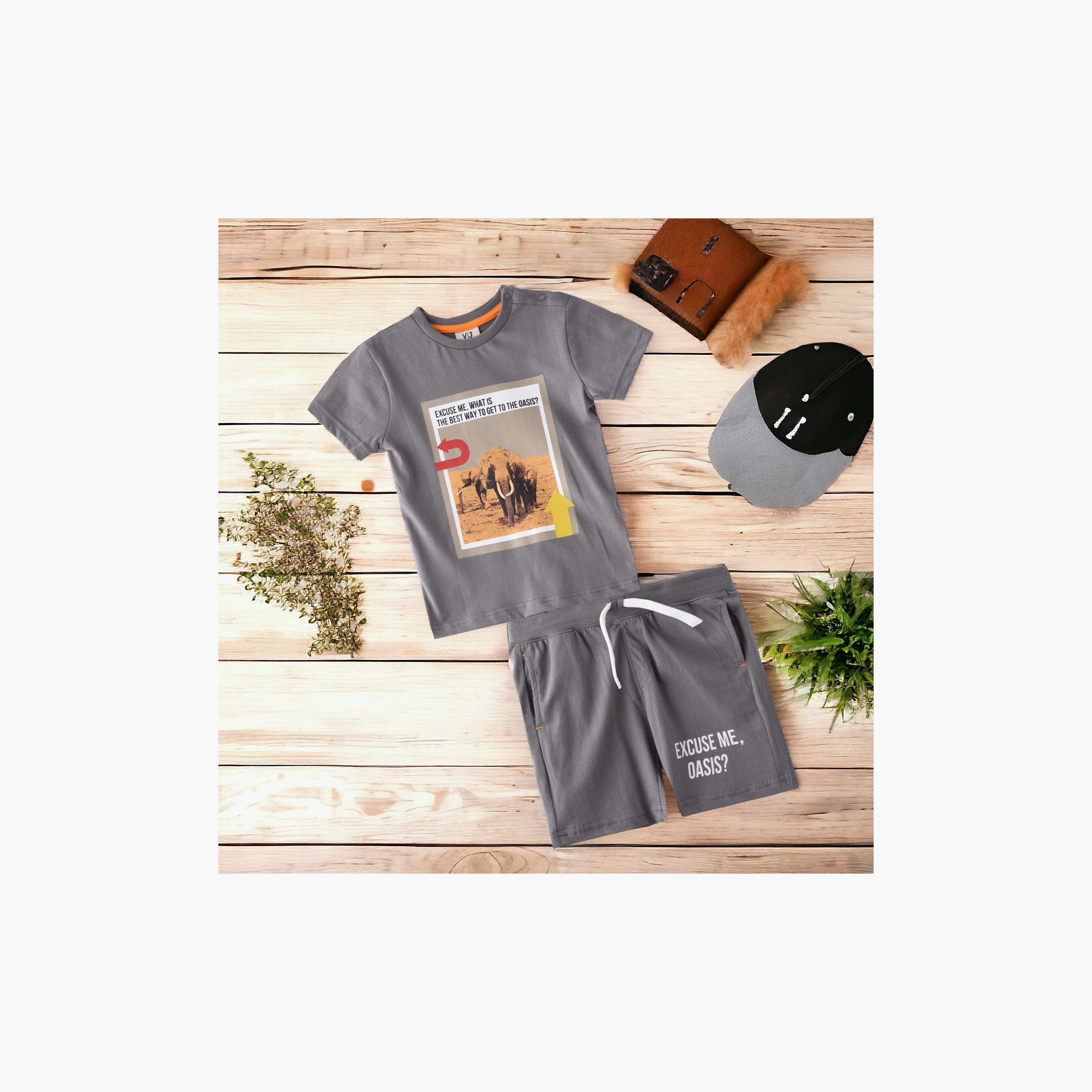 Victor and Jane Elephants Printed Short Sleeves T-Shirt & Shorts Set-baby-boys-clothing-setsandcoords-image-5