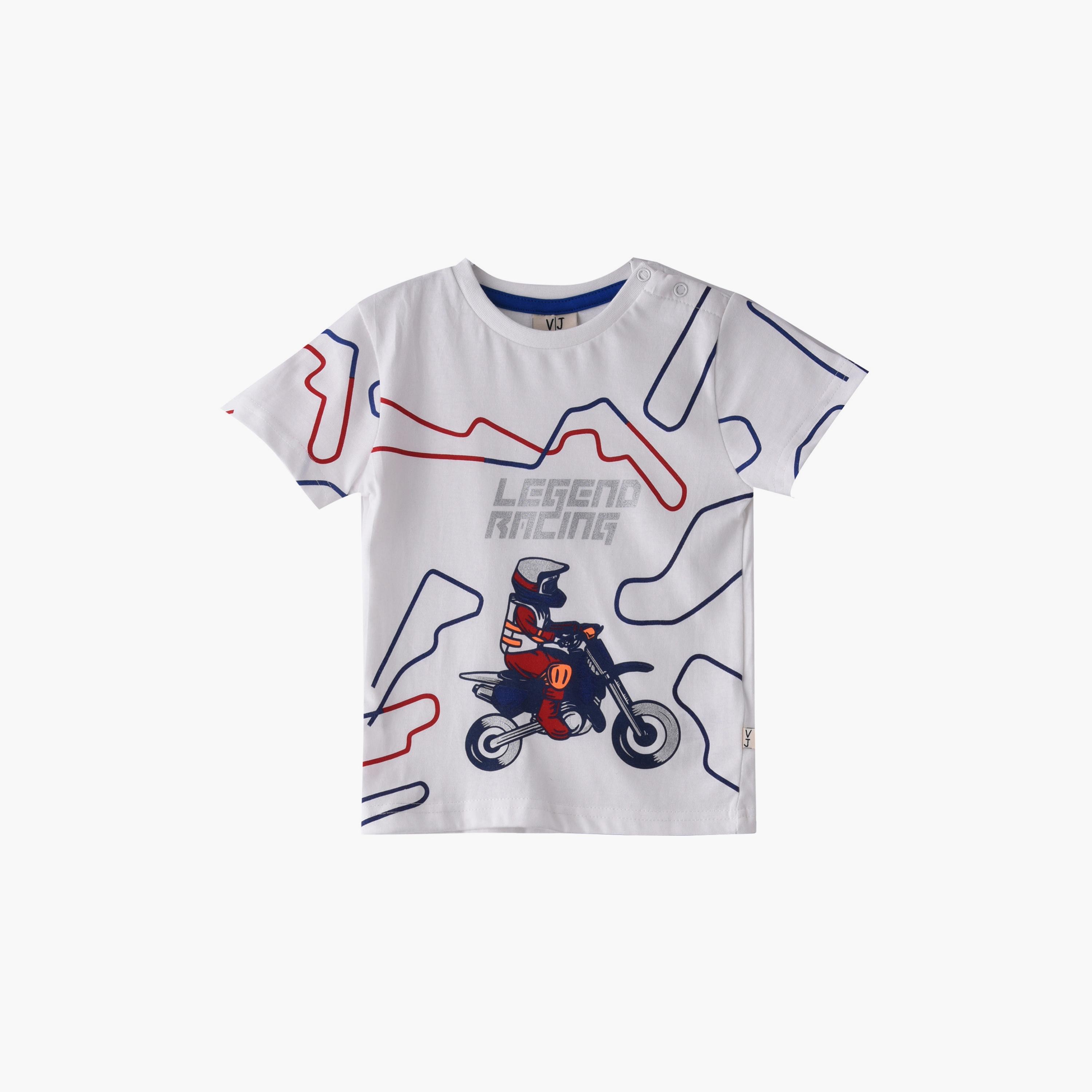 Victor and Jane Sports Racing Printed Short Sleeves T-Shirt & Shorts Set-baby-boys-clothing-setsandcoords-image-2
