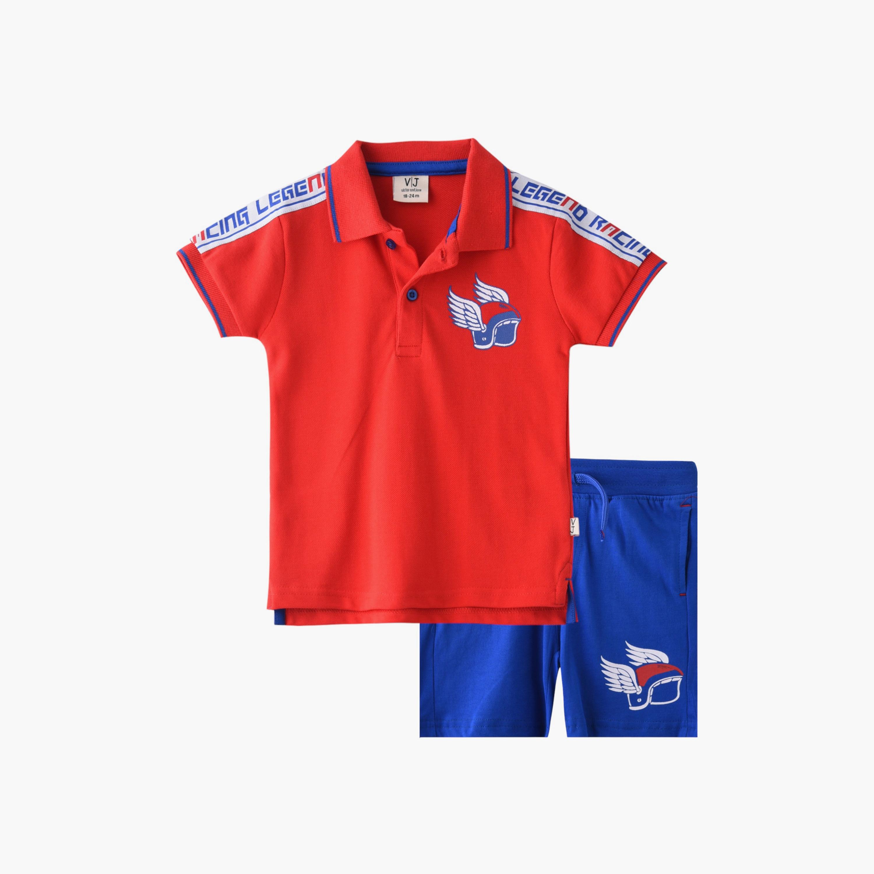 Victor and Jane Classic Polo Printed Short Sleeves T-Shirt & Shorts Set-baby-boys-clothing-setsandcoords-image-1