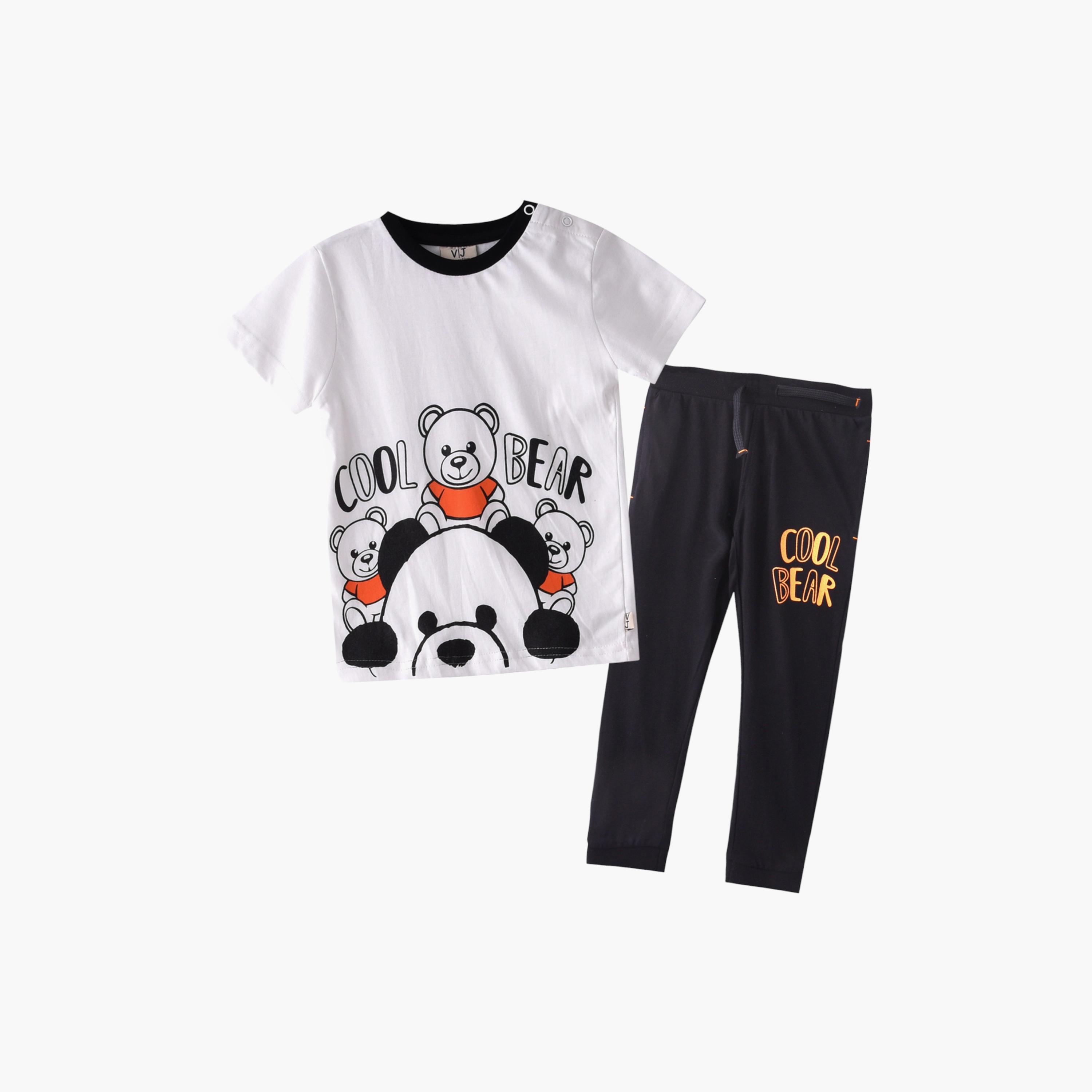 Victor and Jane Cool Bear T-Shirt & Joggers Set-baby-boys-clothing-setsandcoords-image-1