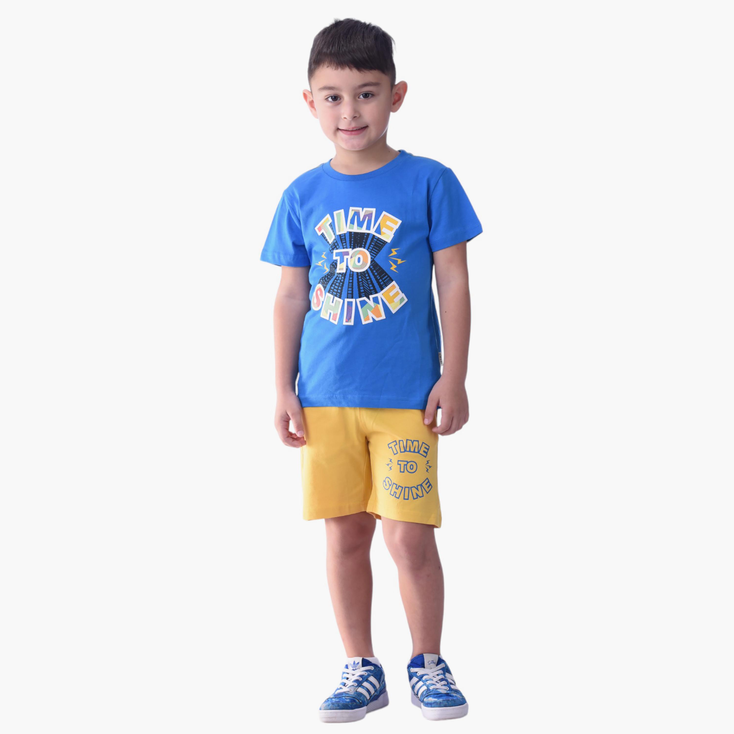 Victor and Jane 2-Piece Time to Shine Printed 100% Cotton T-Shirt & Shorts Set-boys-clothing-setsandcoords-image-1