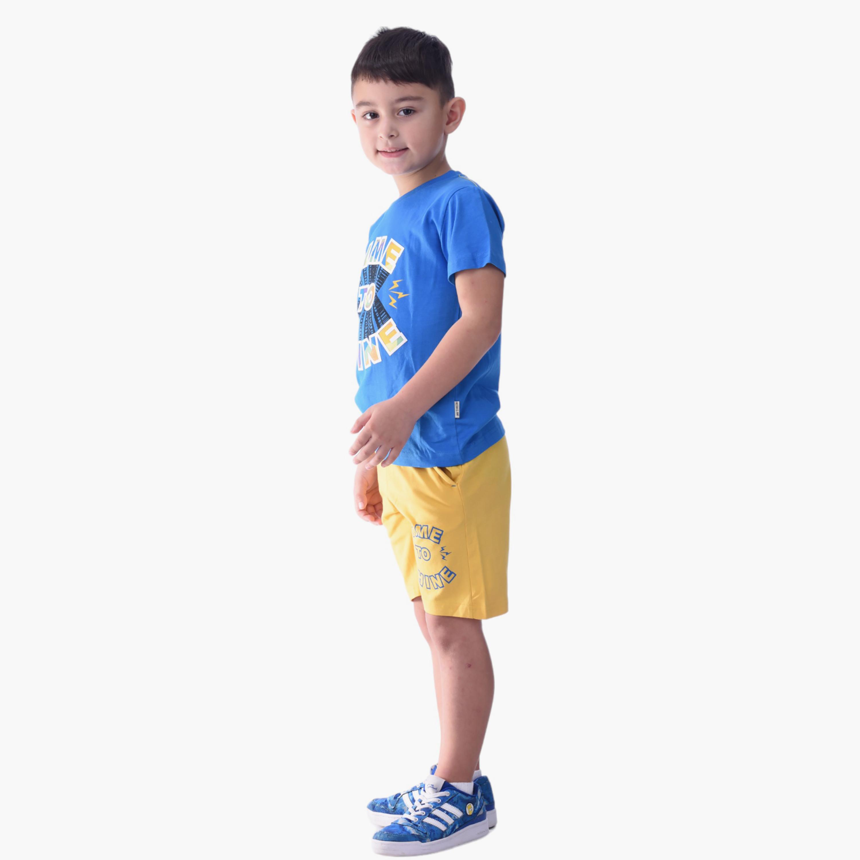 Victor and Jane 2-Piece Time to Shine Printed 100% Cotton T-Shirt & Shorts Set-boys-clothing-setsandcoords-image-3
