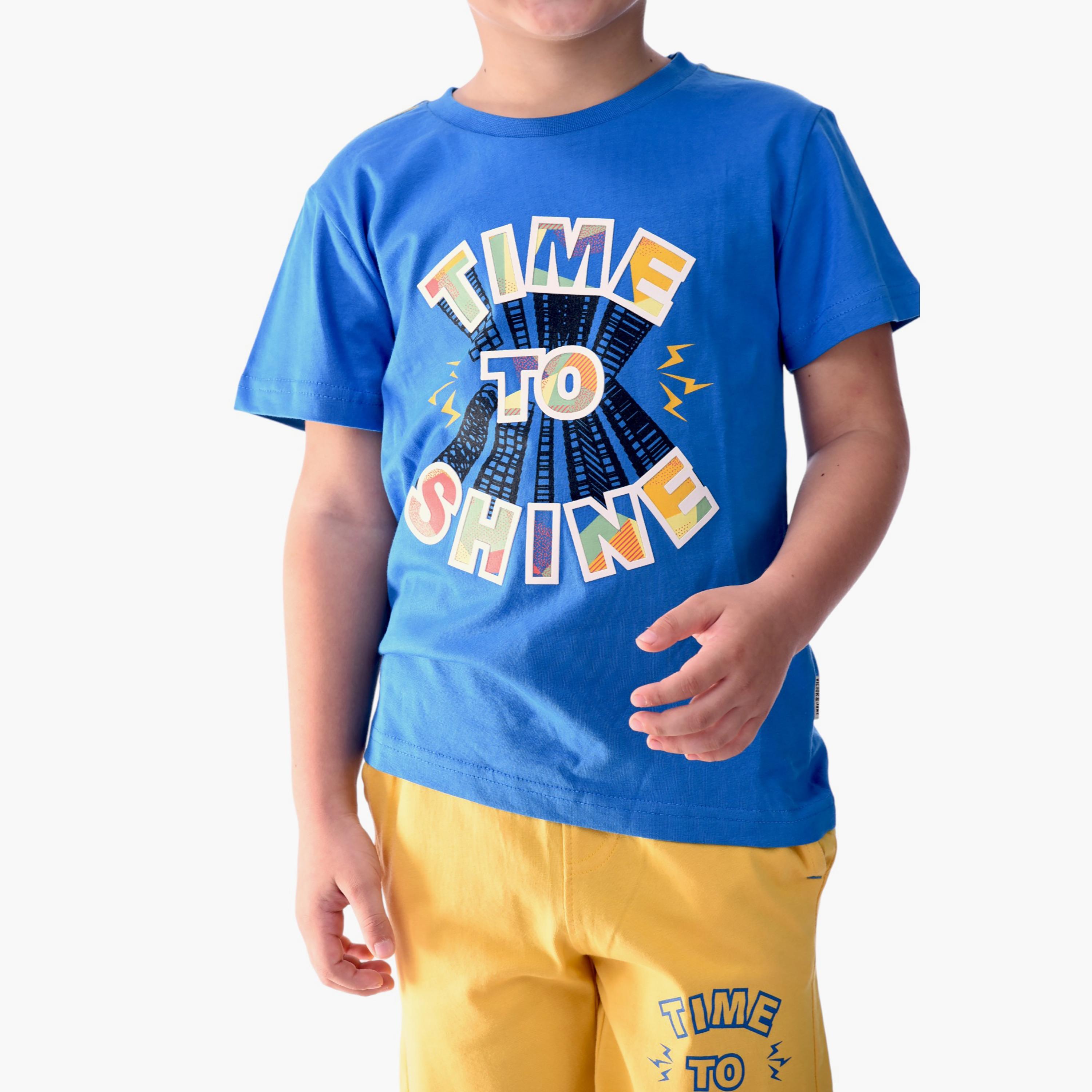 Victor and Jane 2-Piece Time to Shine Printed 100% Cotton T-Shirt & Shorts Set-boys-clothing-setsandcoords-image-4