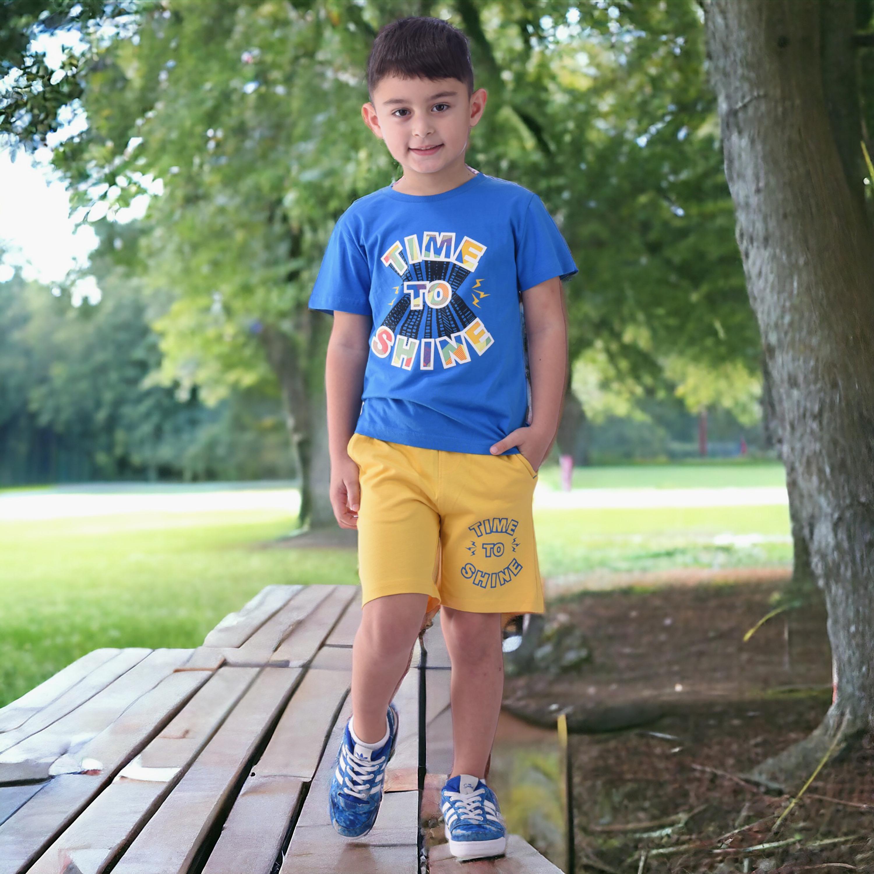 Victor and Jane 2-Piece Time to Shine Printed 100% Cotton T-Shirt & Shorts Set-boys-clothing-setsandcoords-image-5