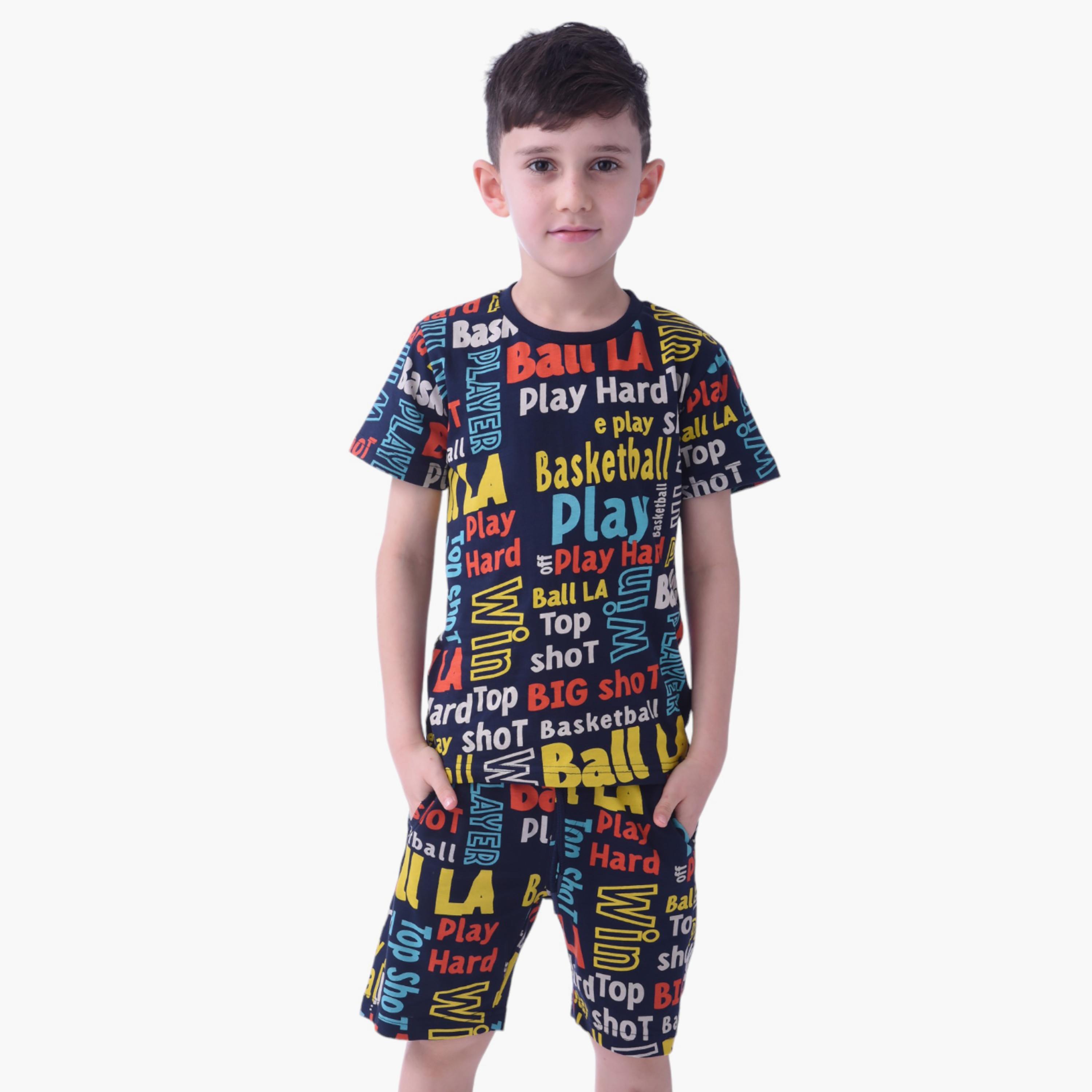 Victor and Jane Printed Short Sleeves T-Shirt & Shorts Set-baby-boys-clothing-setsandcoords-image-1