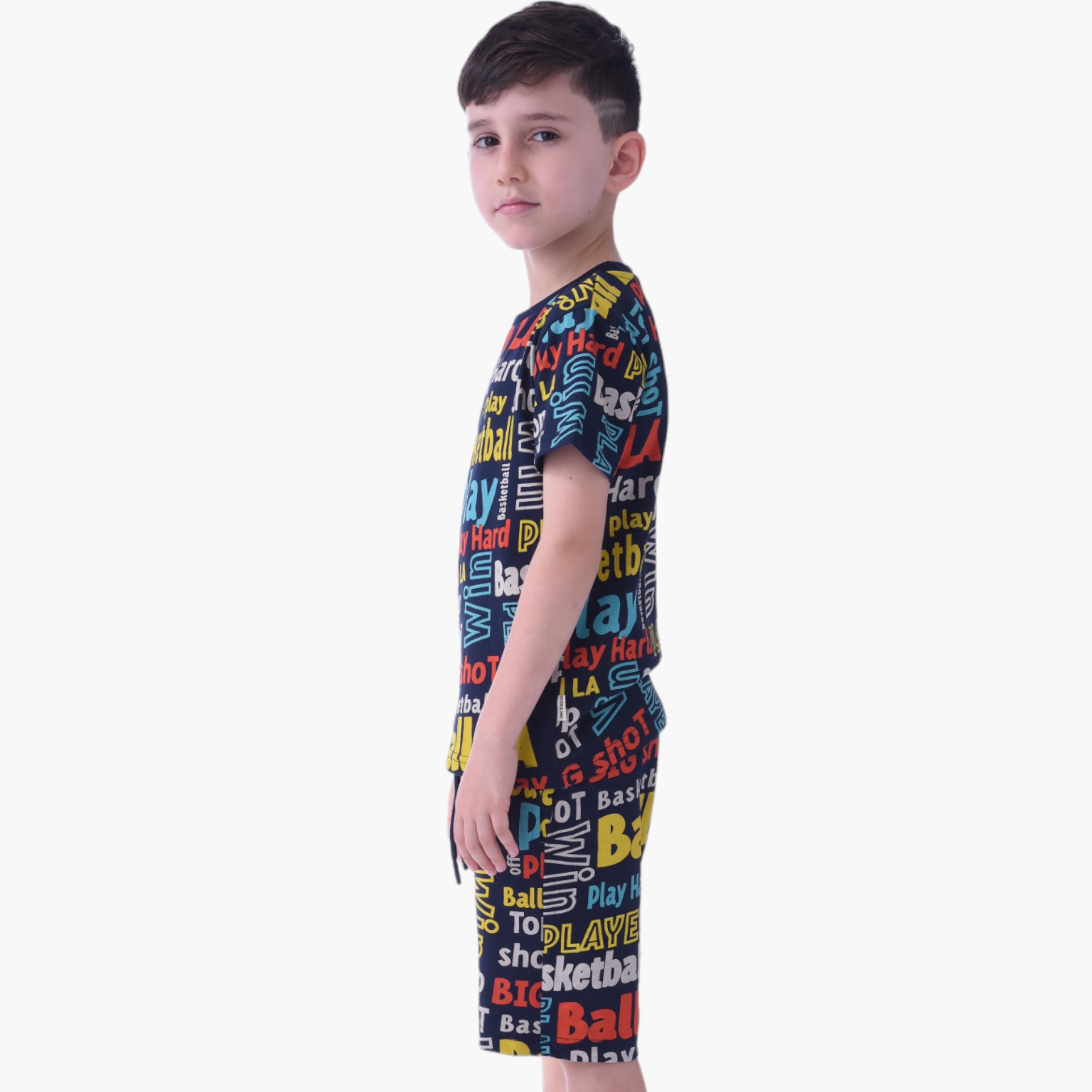 Victor and Jane Printed Short Sleeves T-Shirt & Shorts Set-baby-boys-clothing-setsandcoords-image-2