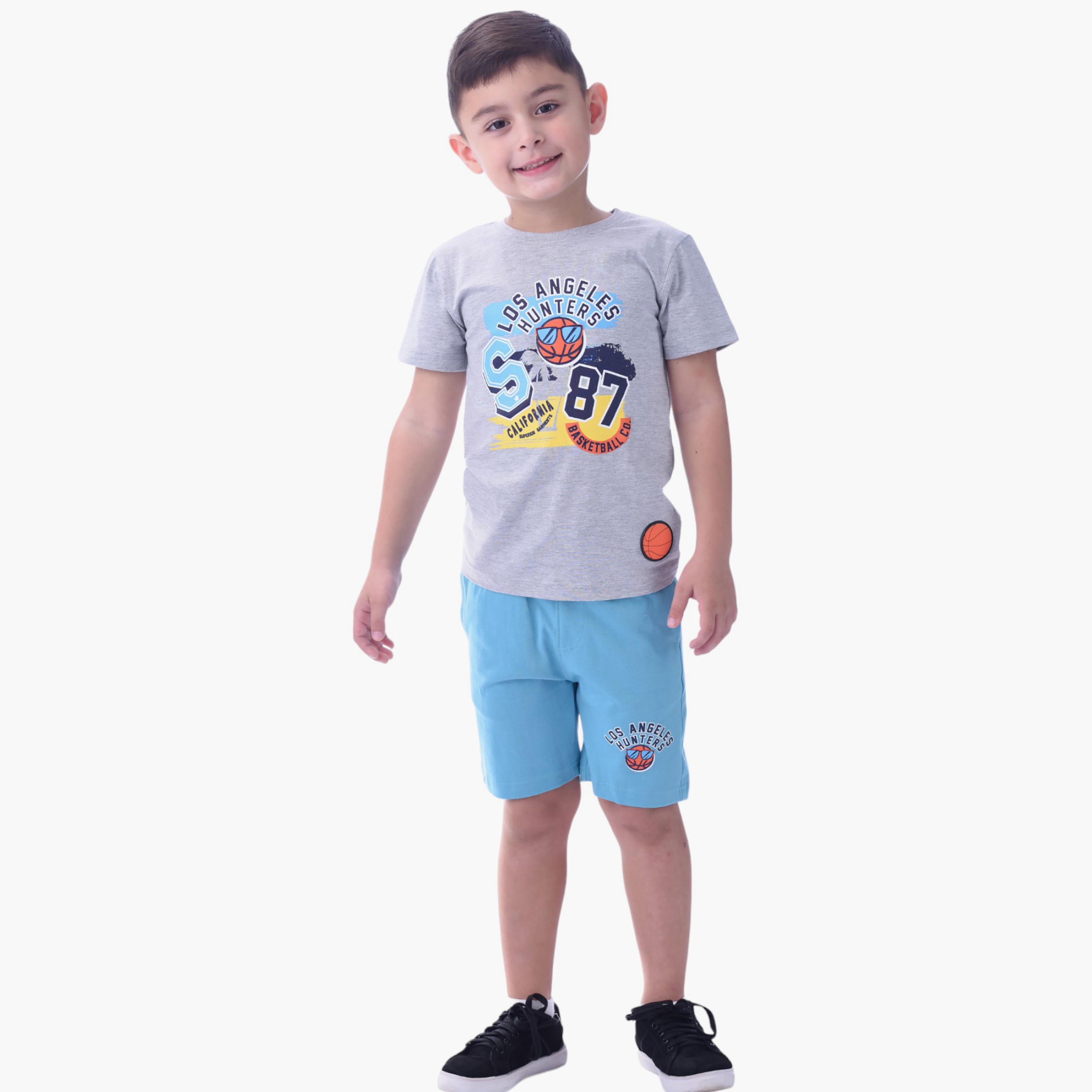 Victor and Jane 2-Piece Printed 100% Cotton T-Shirt & Shorts Set-boys-clothing-setsandcoords-image-1