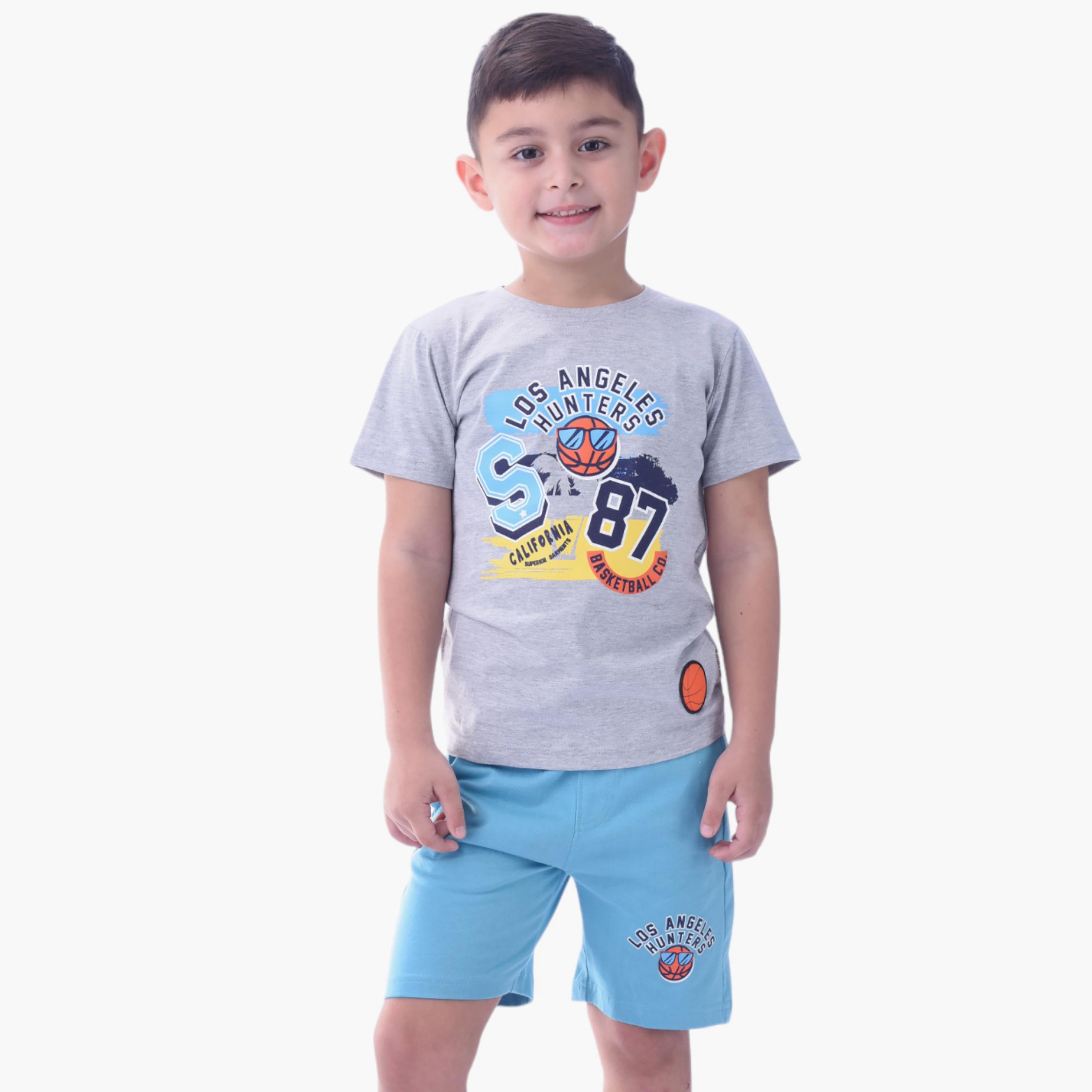 Victor and Jane 2-Piece Printed 100% Cotton T-Shirt & Shorts Set-boys-clothing-setsandcoords-image-3