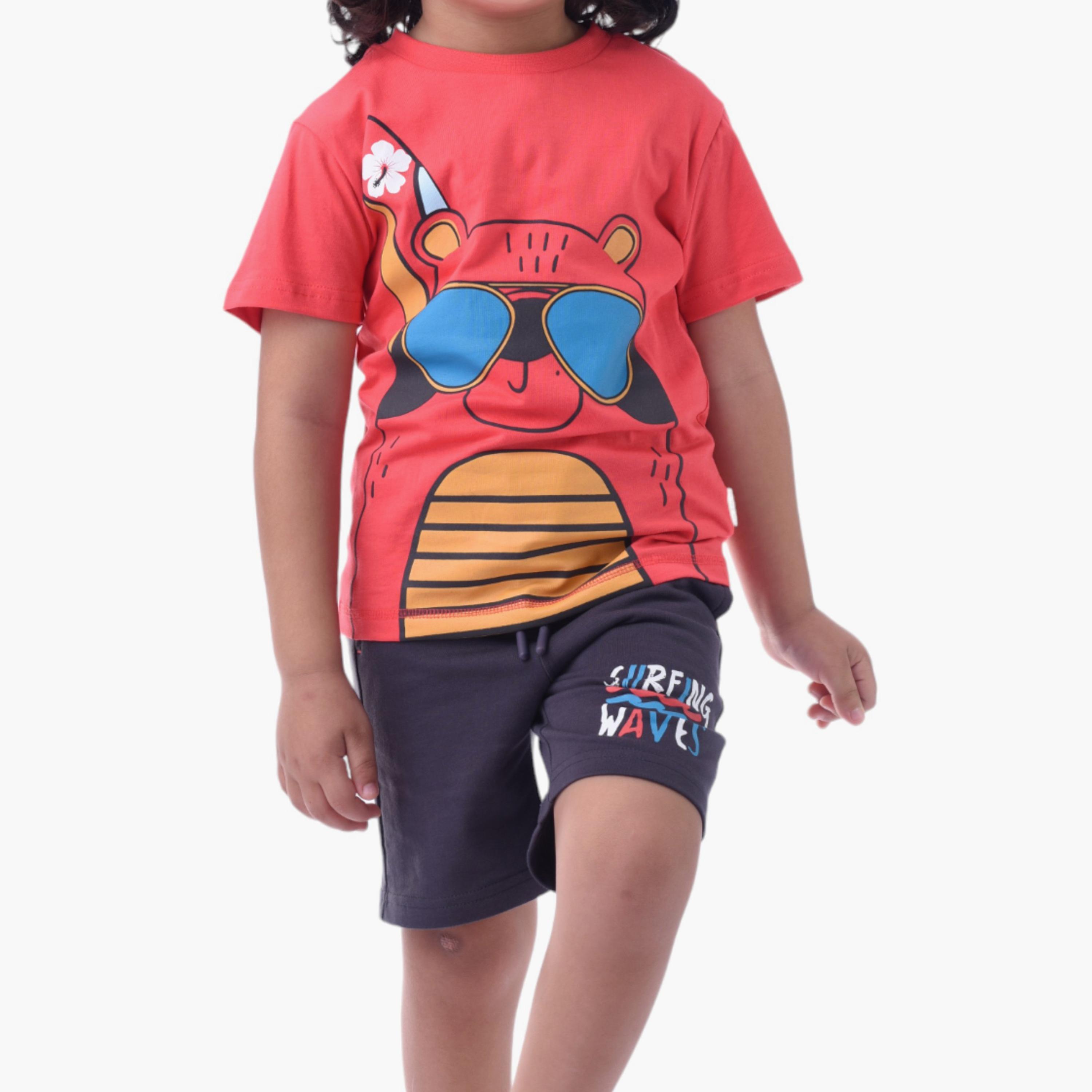 Victor and Jane 2-Piece Printed 100% Cotton T-Shirt & Shorts Set-baby-boys-clothing-setsandcoords-image-3