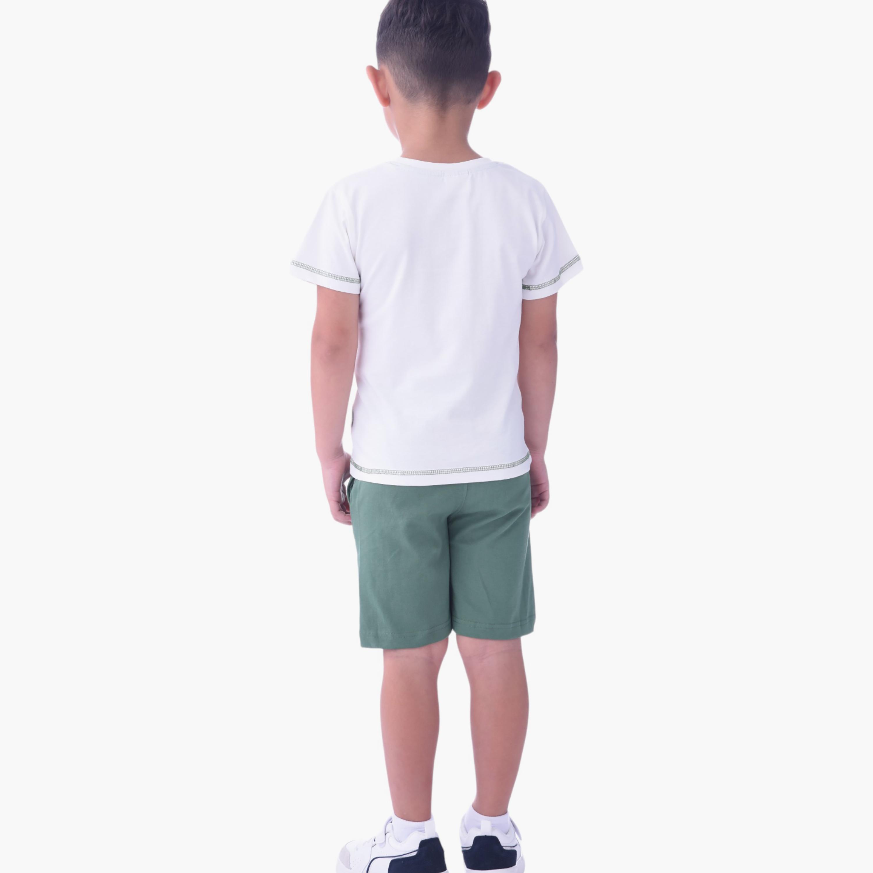 Victor and Jane Old School Here Printed Short Sleeves T-Shirt & Shorts Set-boys-clothing-setsandcoords-image-3