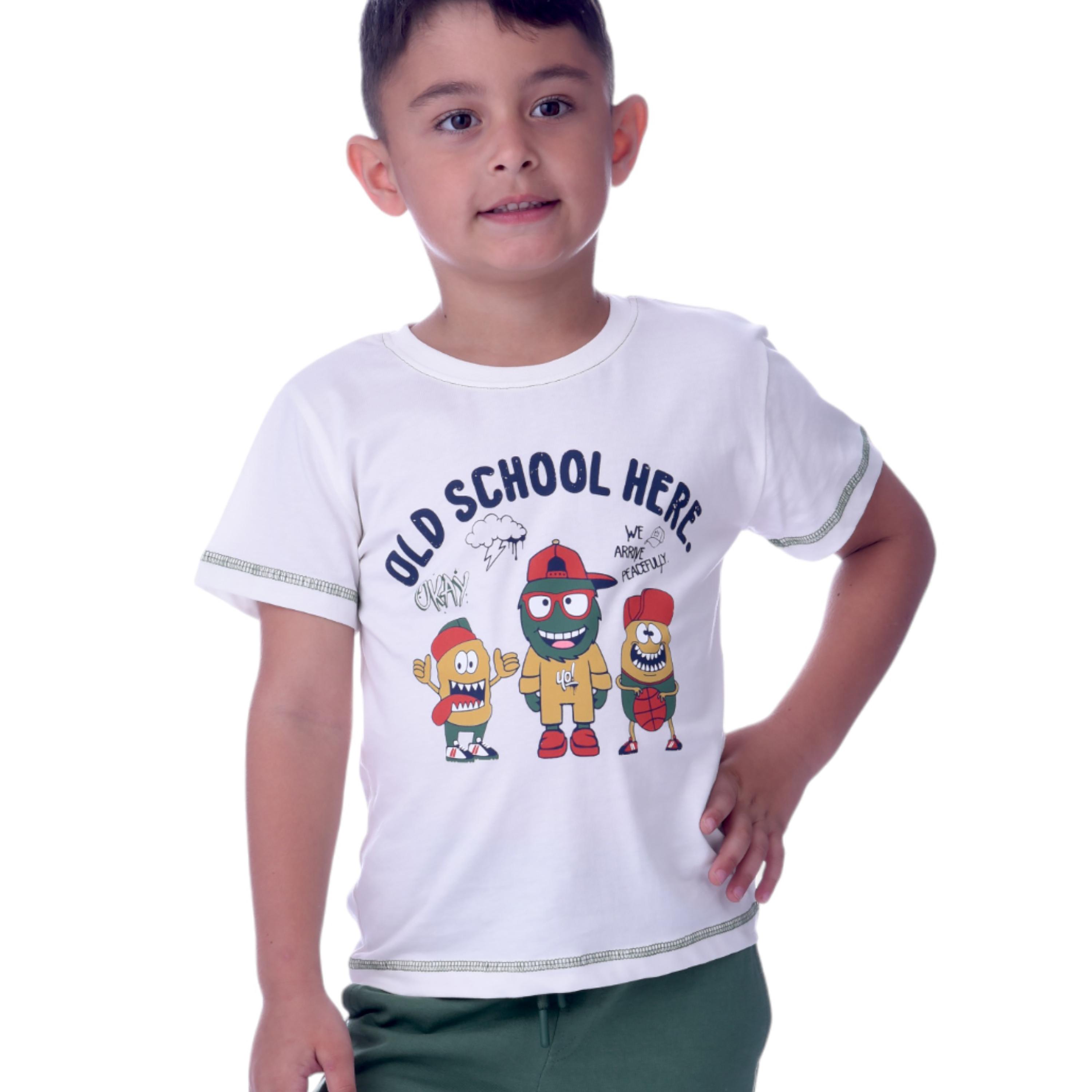 Victor and Jane Old School Here Printed Short Sleeves T-Shirt & Shorts Set-boys-clothing-setsandcoords-image-4