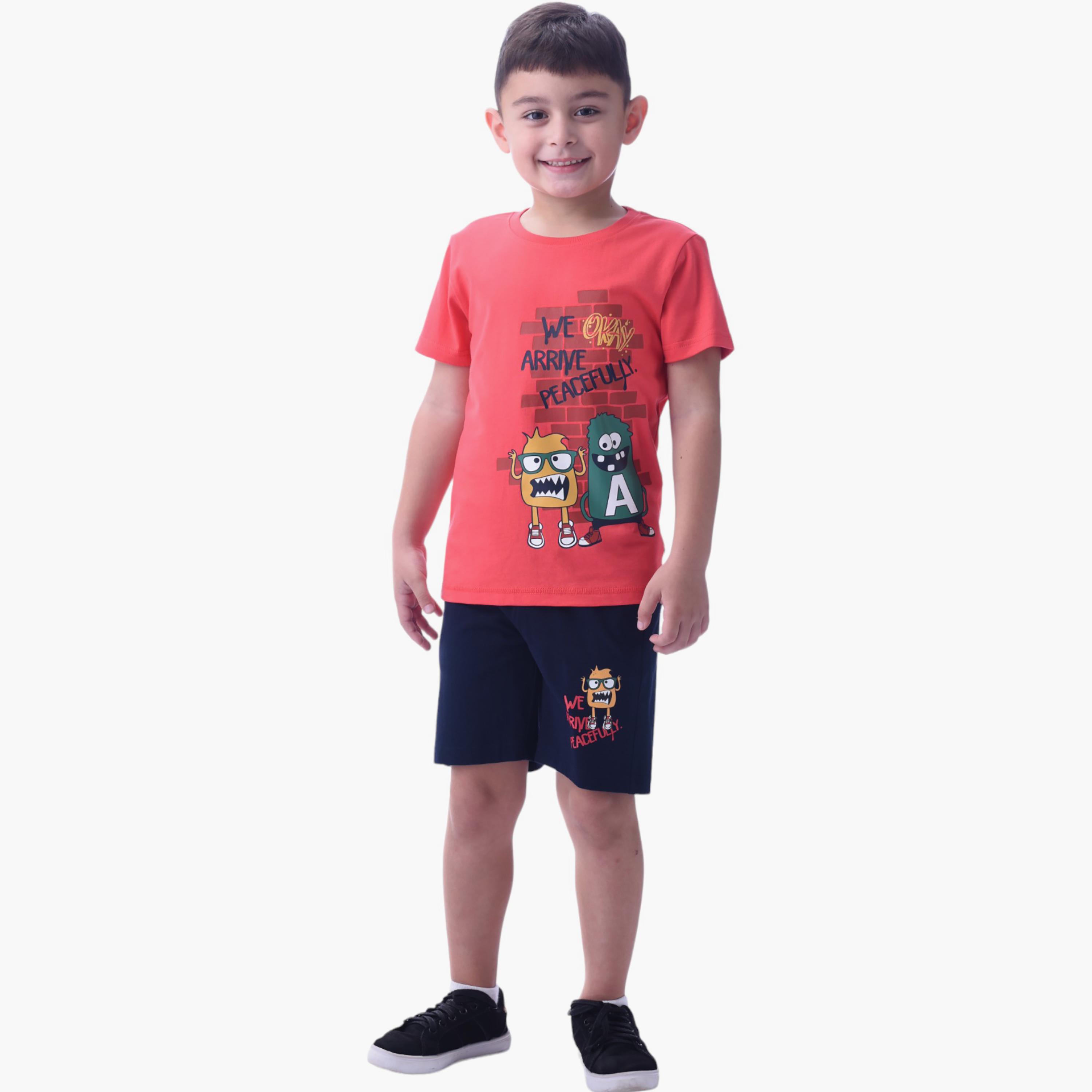 Victor and Jane 2-Piece Printed 100% Cotton T-Shirt & Shorts Set-baby-boys-clothing-setsandcoords-image-1
