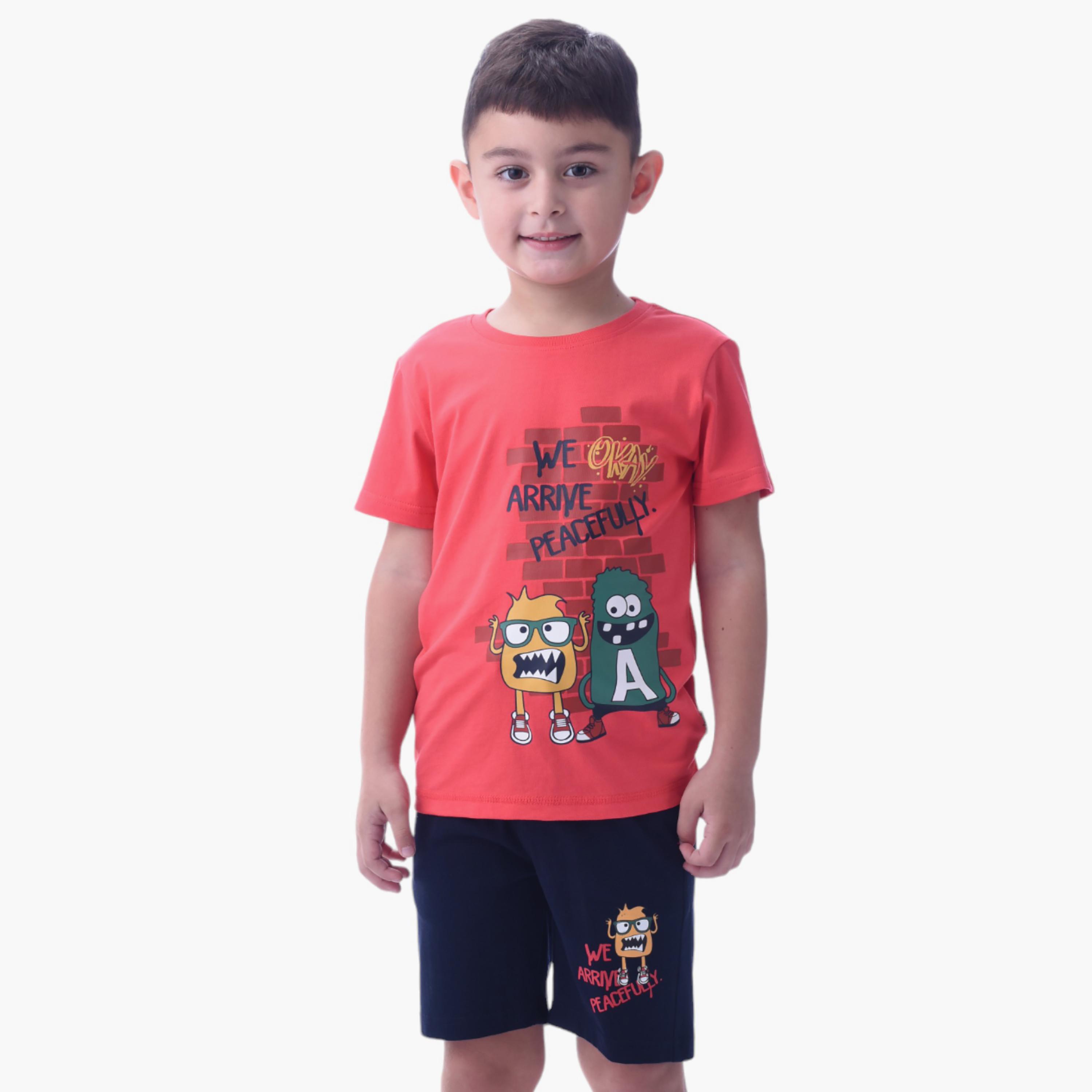 Victor and Jane 2-Piece Printed 100% Cotton T-Shirt & Shorts Set-baby-boys-clothing-setsandcoords-image-3