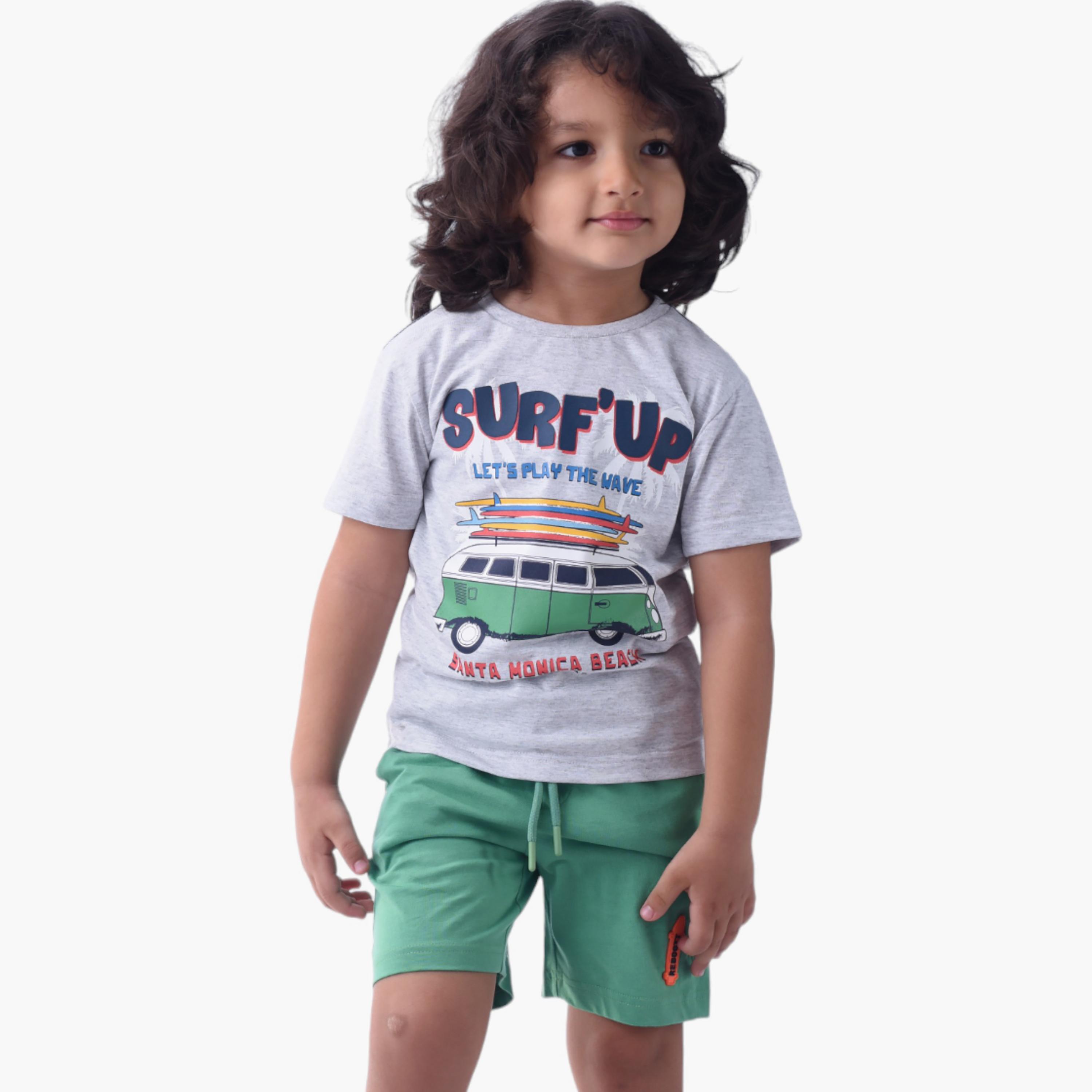 طقم تي شيرت وشورت  قطن 100% قطعتين بطبعة سيرف أب من فيكتور آند جين-boys-clothing-setsandcoords-image-5