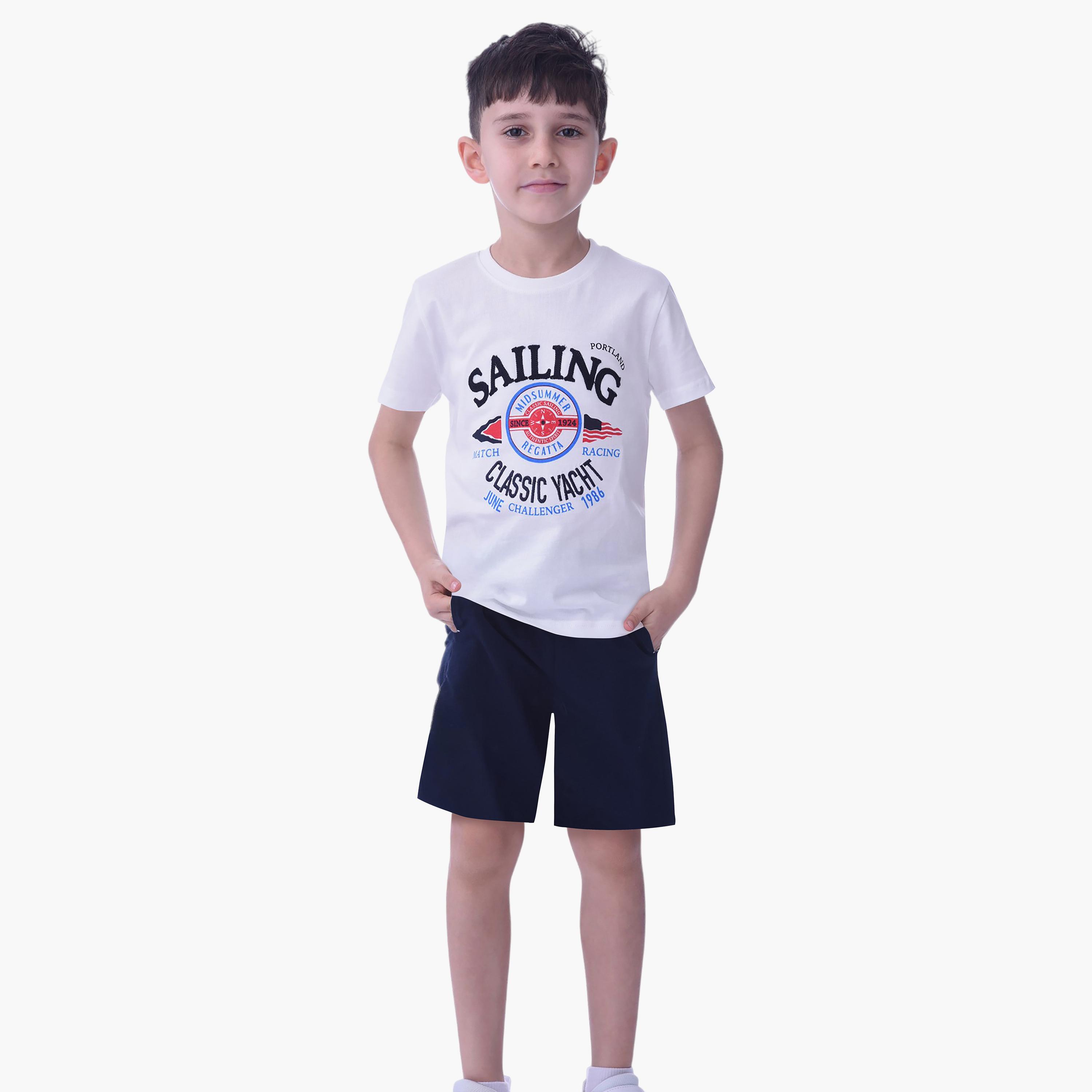 Victor and Jane Sailing Printed Short Sleeves T-Shirt & Shorts Set-baby-boys-clothing-setsandcoords-image-1